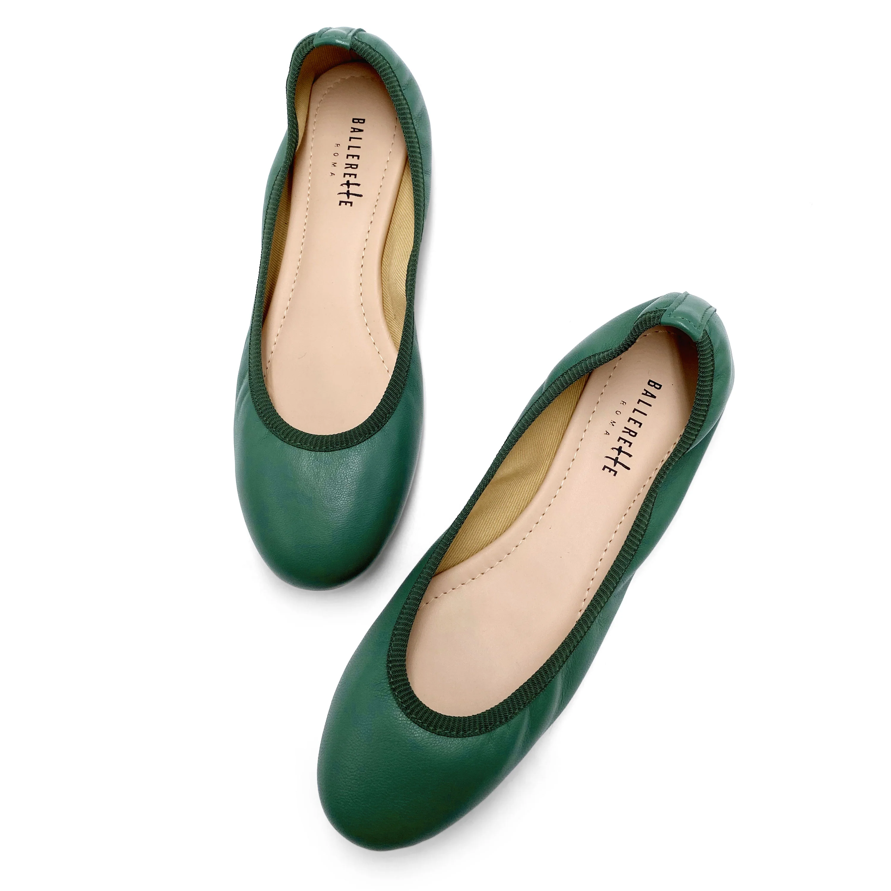Ballerina con elastico in pelle verde - Image 2