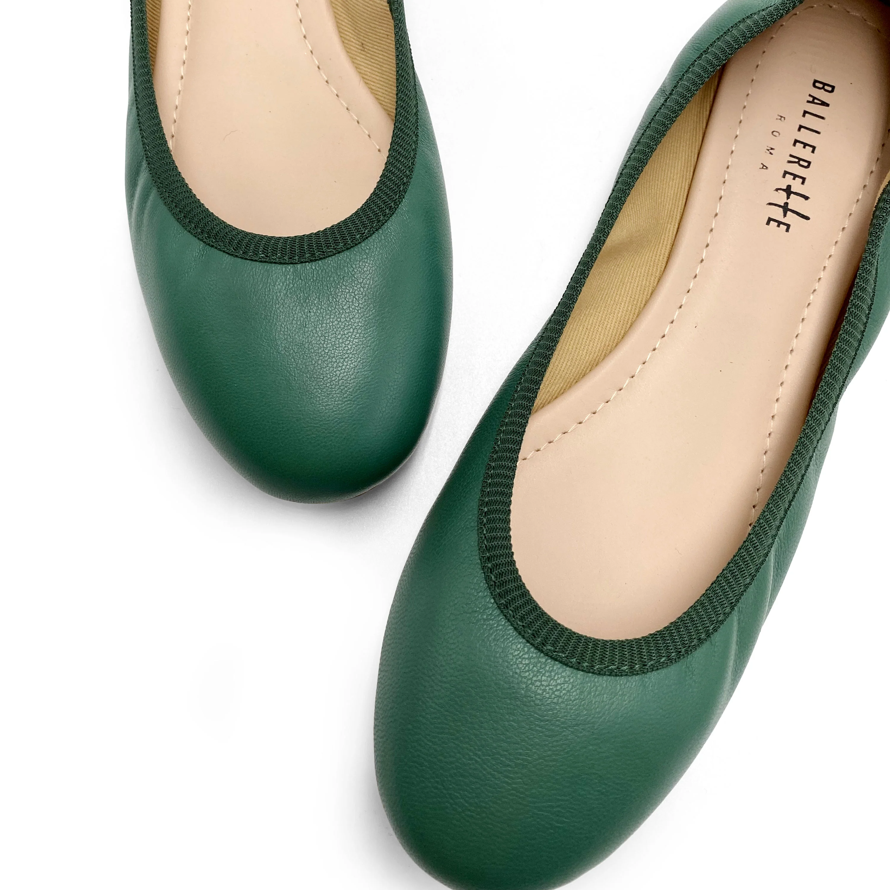 Ballerina con elastico in pelle verde - Image 4