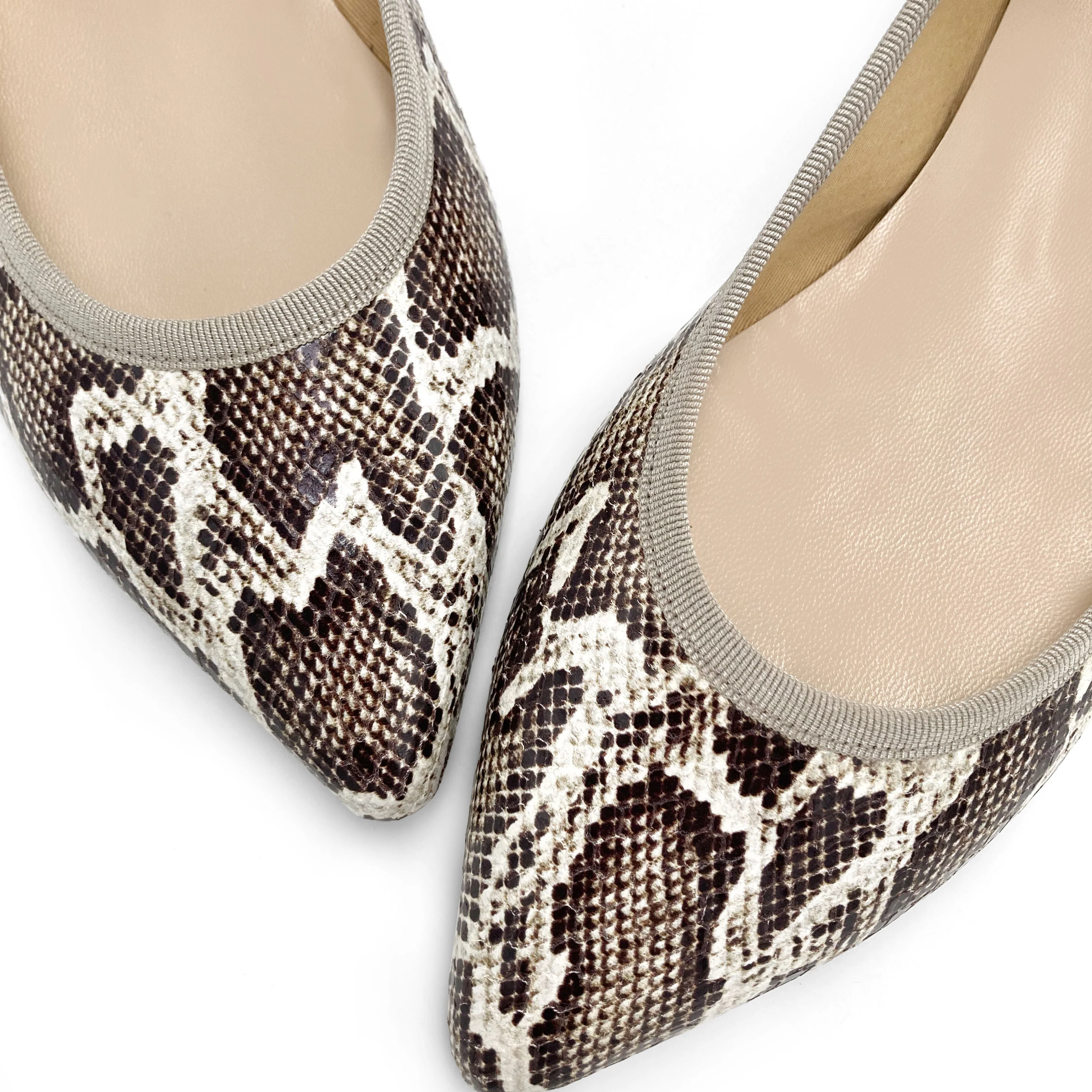 Ballerine a punta animalier pitonate in pelle - Image 3
