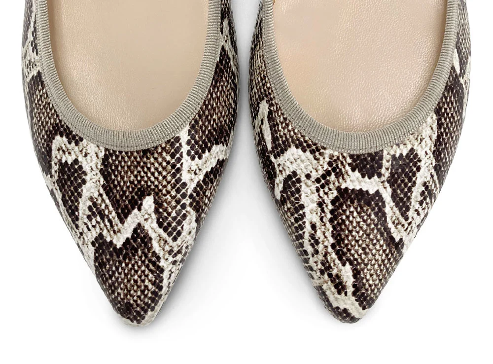 Ballerine a punta animalier pitonate in pelle - Image 6