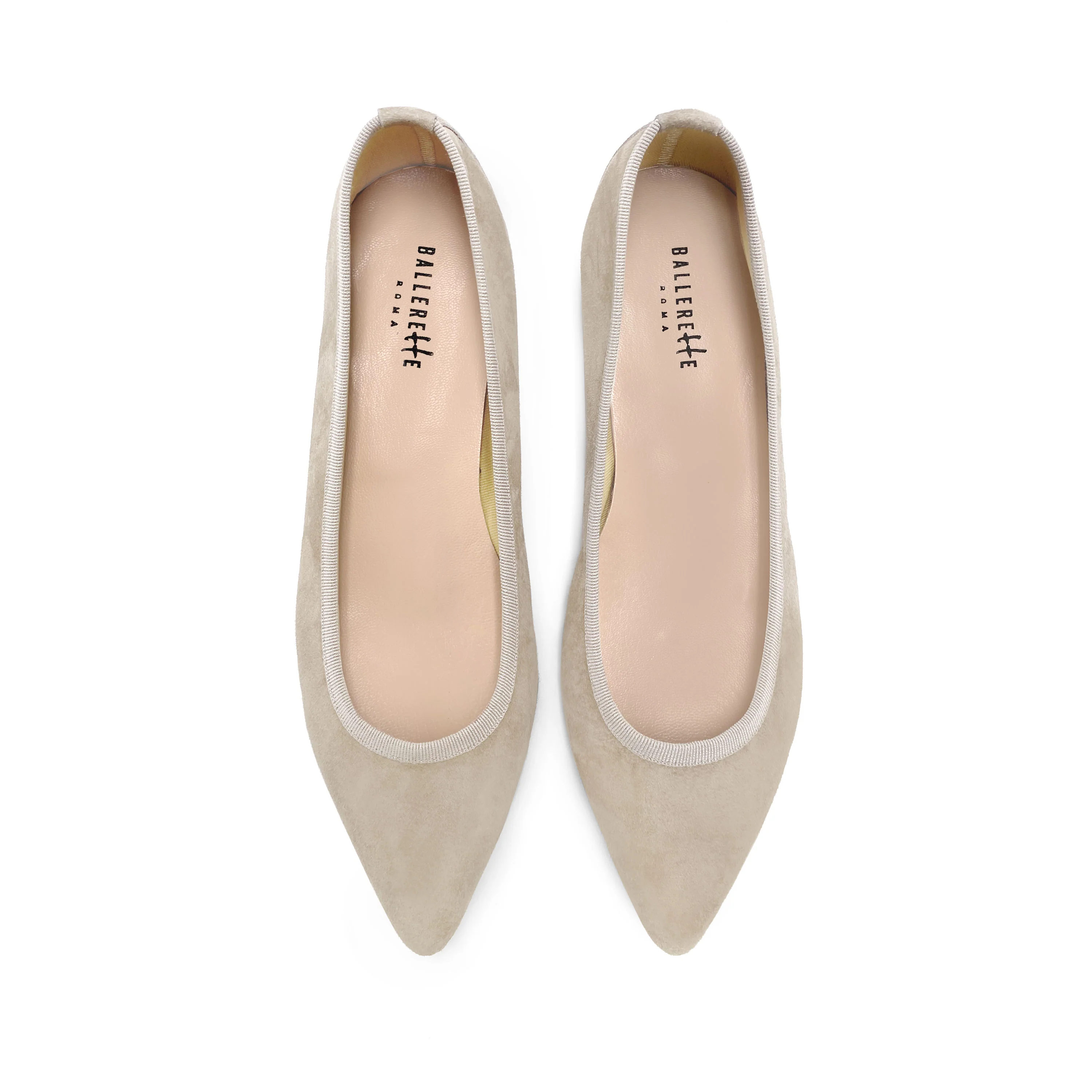 Ballerine a punta beige in camoscio - Image 2