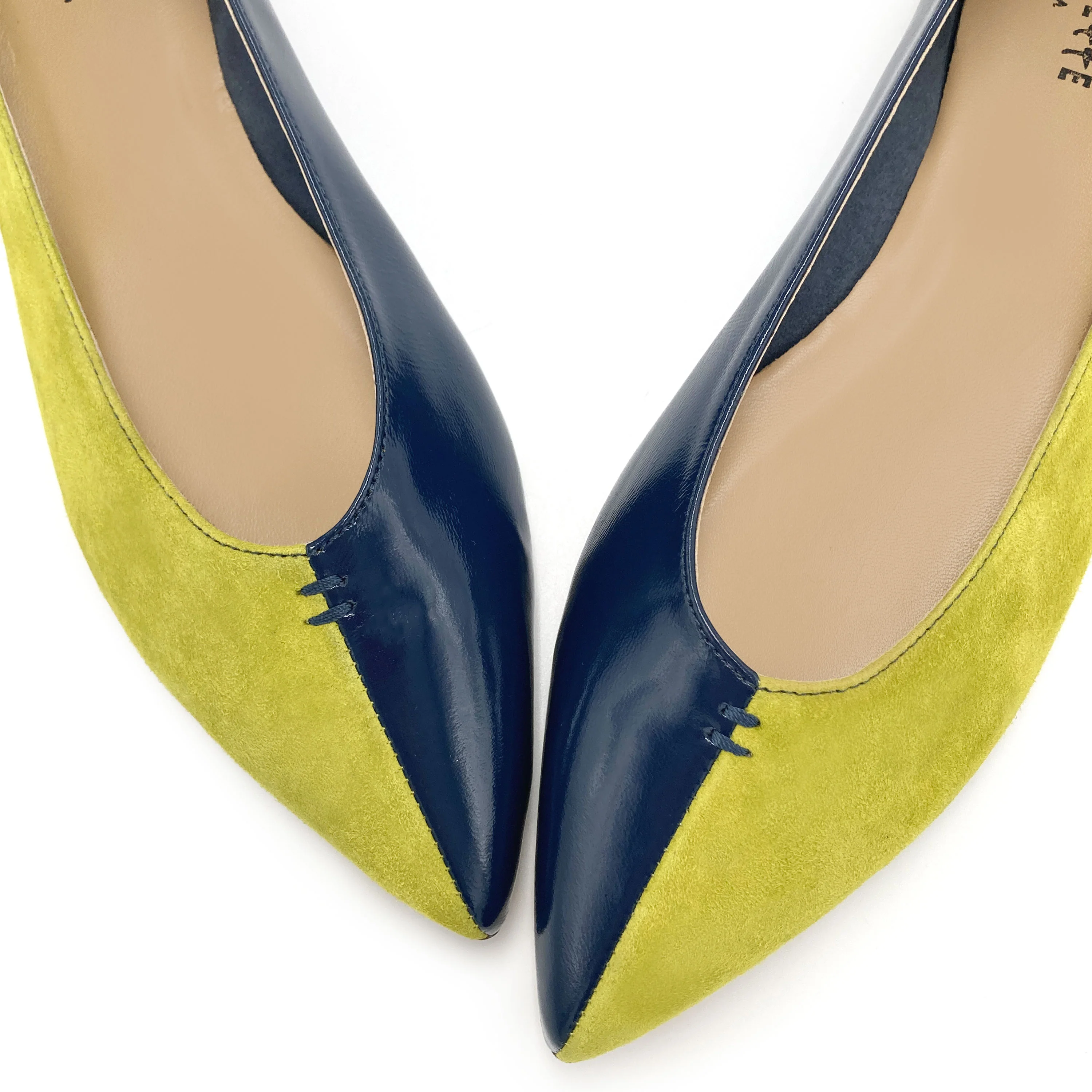 Ballerine a punta bicolor blu e lime - Image 3