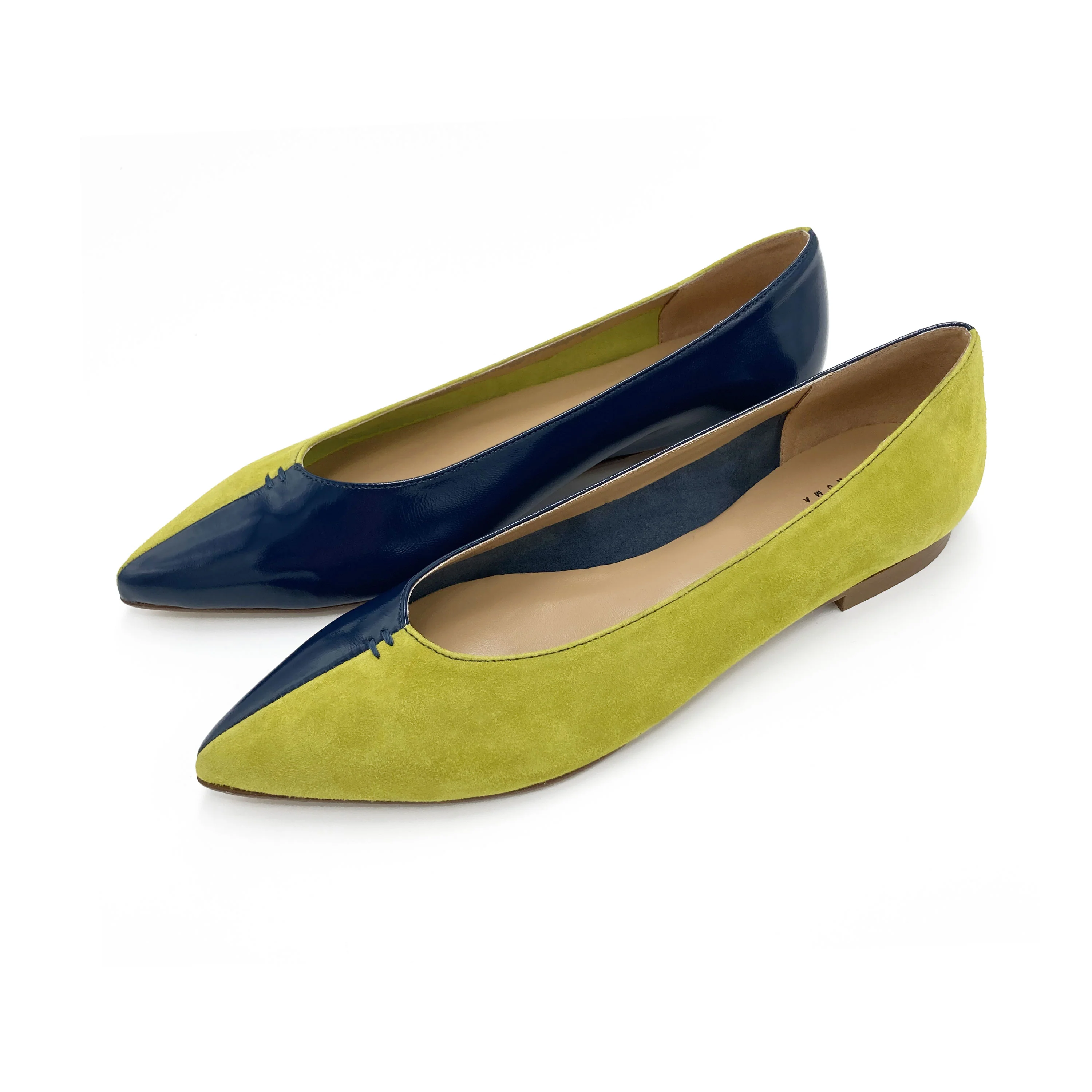 Ballerine a punta bicolor blu e lime - Image 5