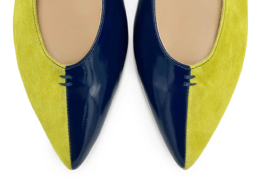 Ballerine a punta bicolor blu e lime - Image 6