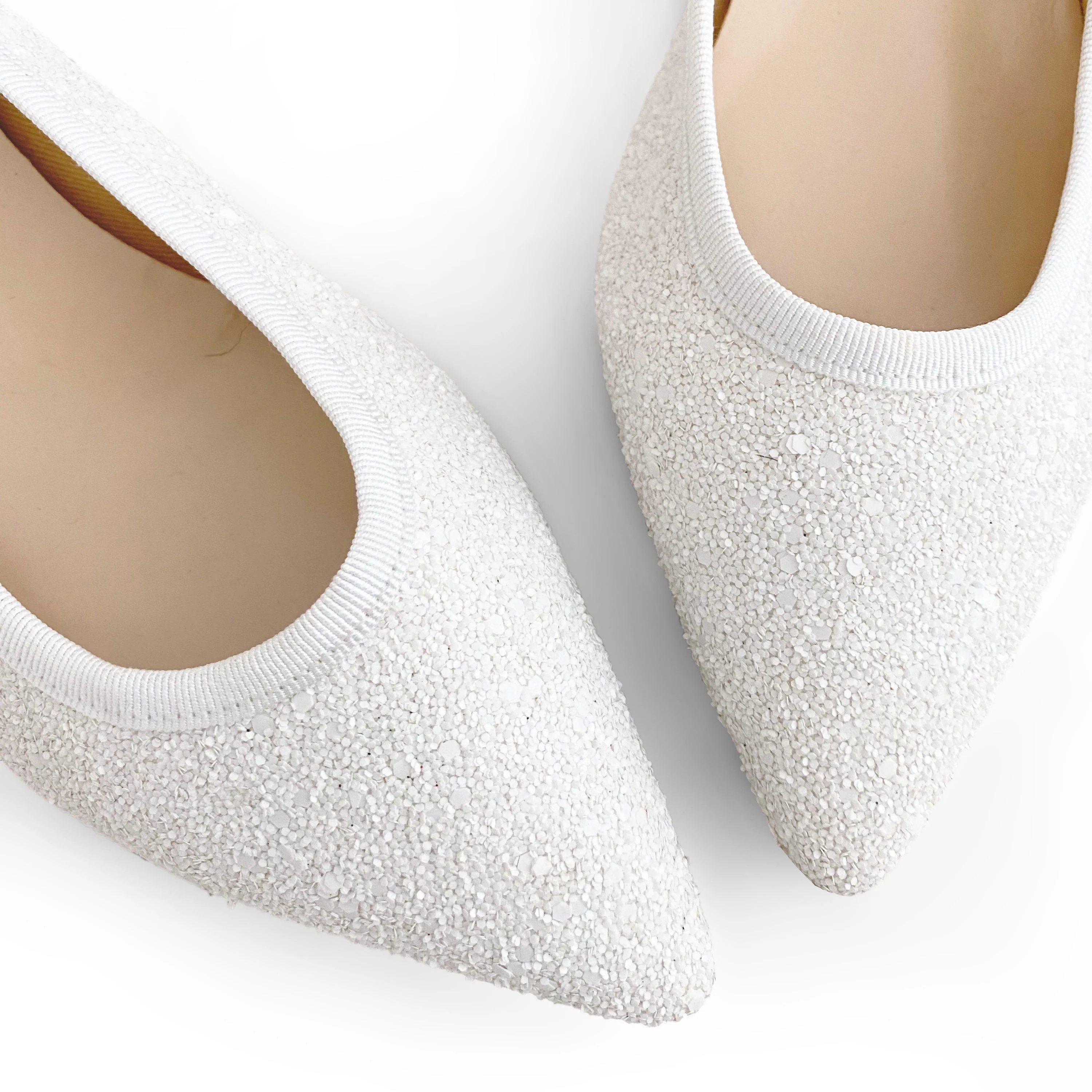 Ballerine a punta glitterate bianche - Image 3