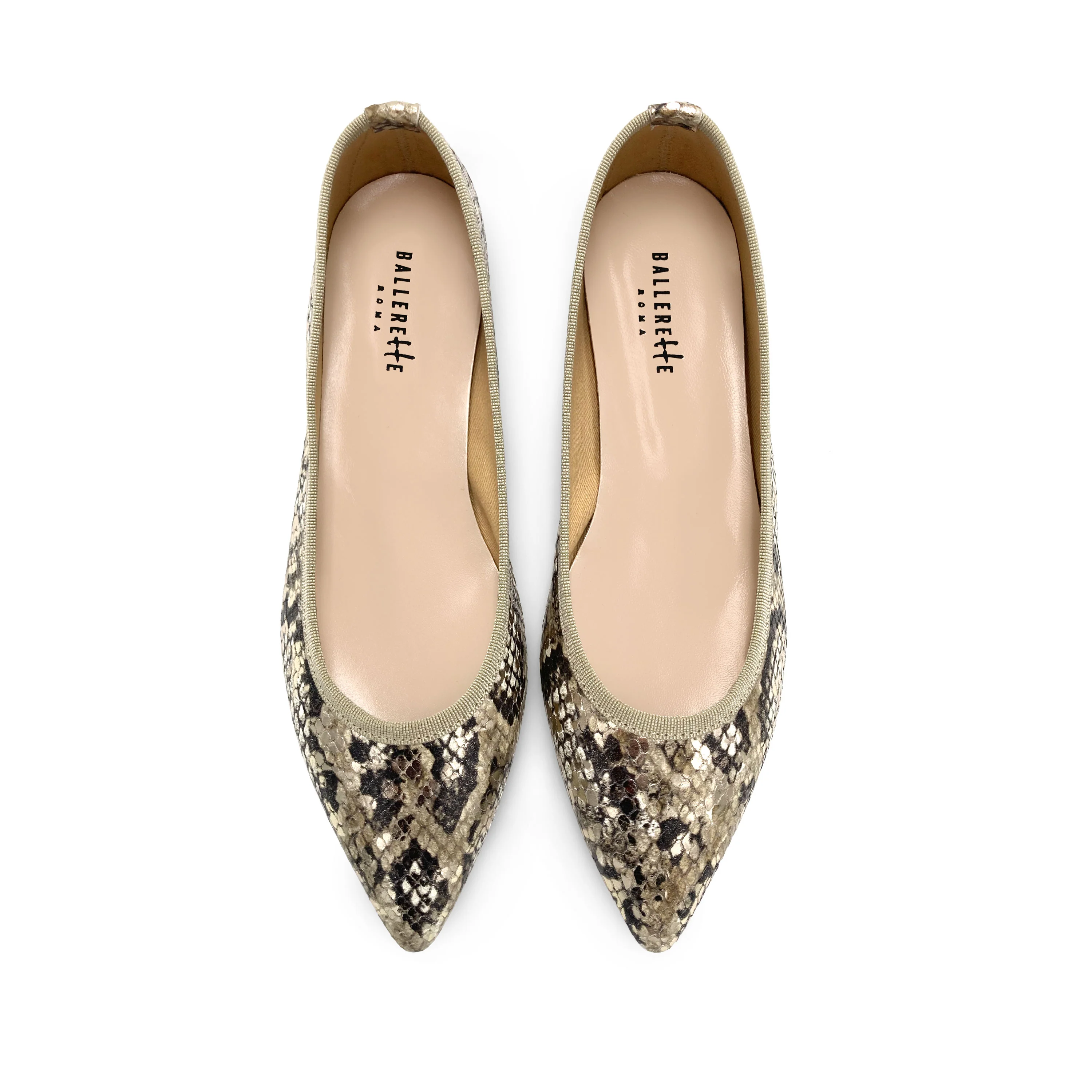 Ballerine a punta in pelle animalier pitonate - Image 2