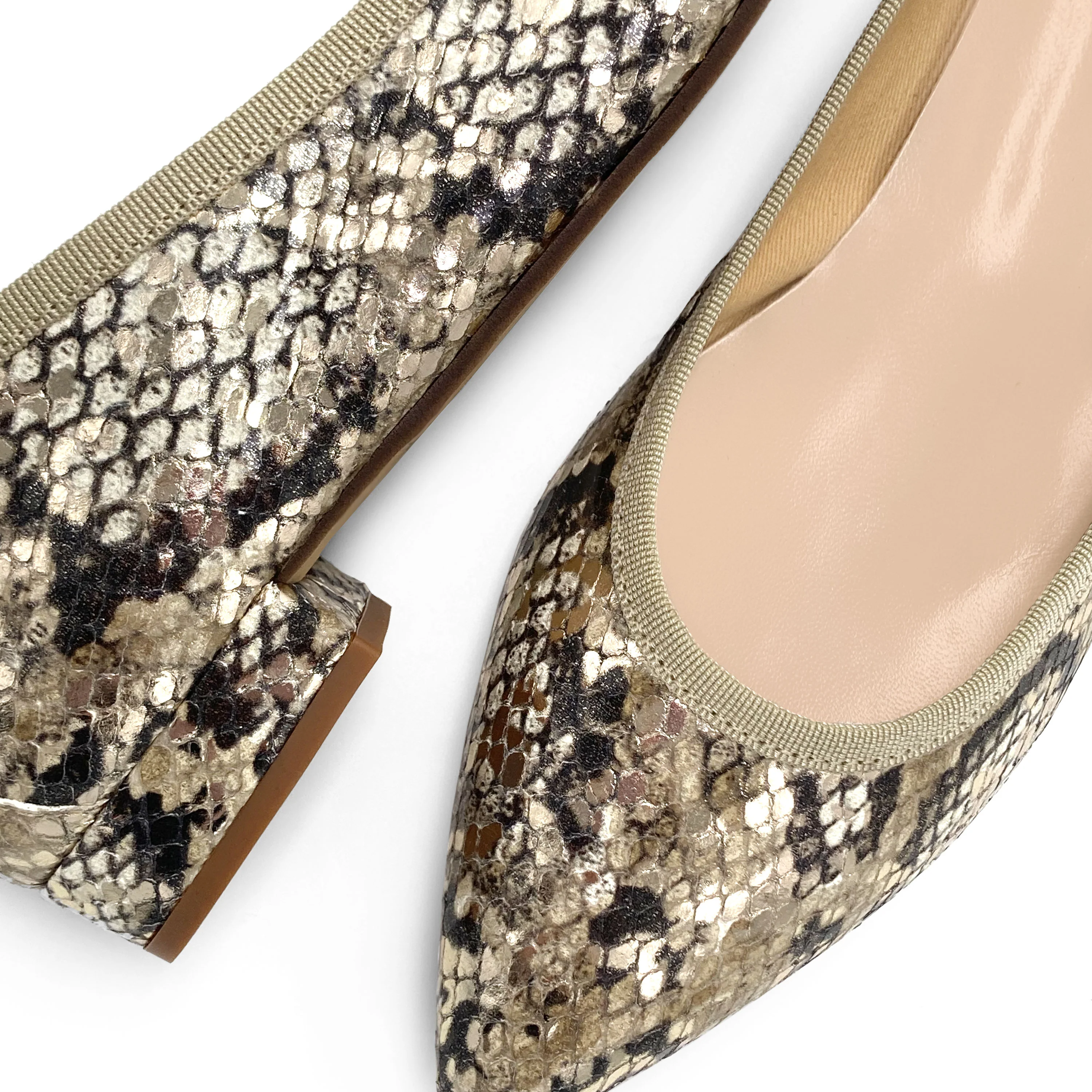 Ballerine a punta in pelle animalier pitonate - Image 3