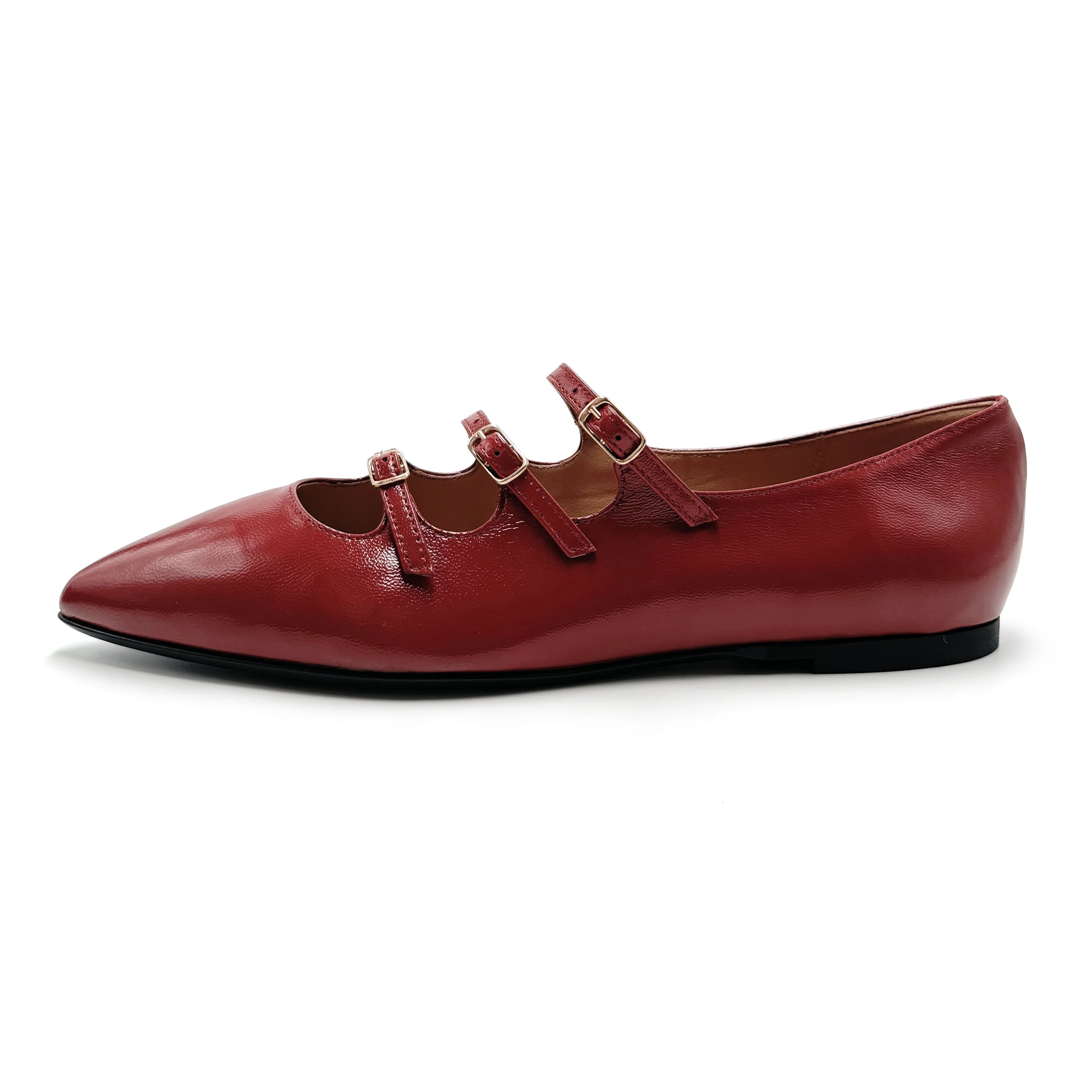 Ballerine a punta rosse lucide con cinturini - Image 3
