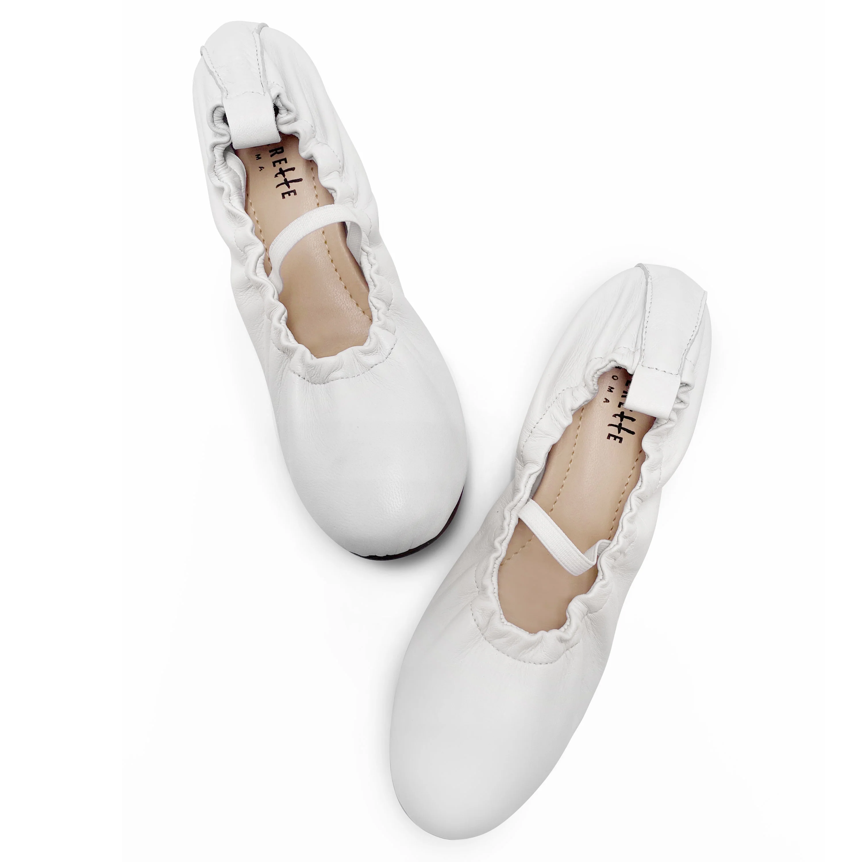 Ballerine accollate bianche in pelle con cinturino elastico - Image 2