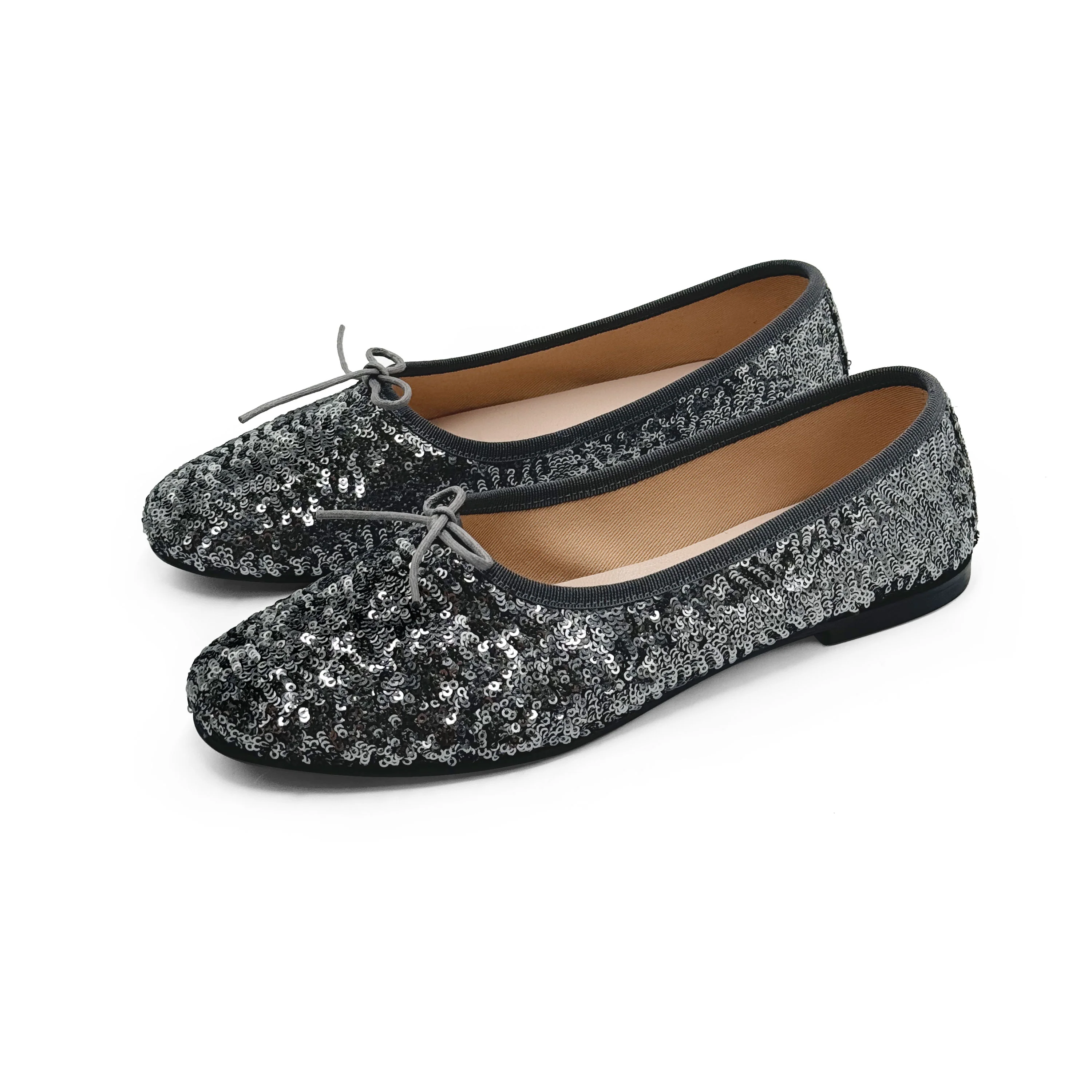 Ballerine accollate con paillettes ferro - Image 3