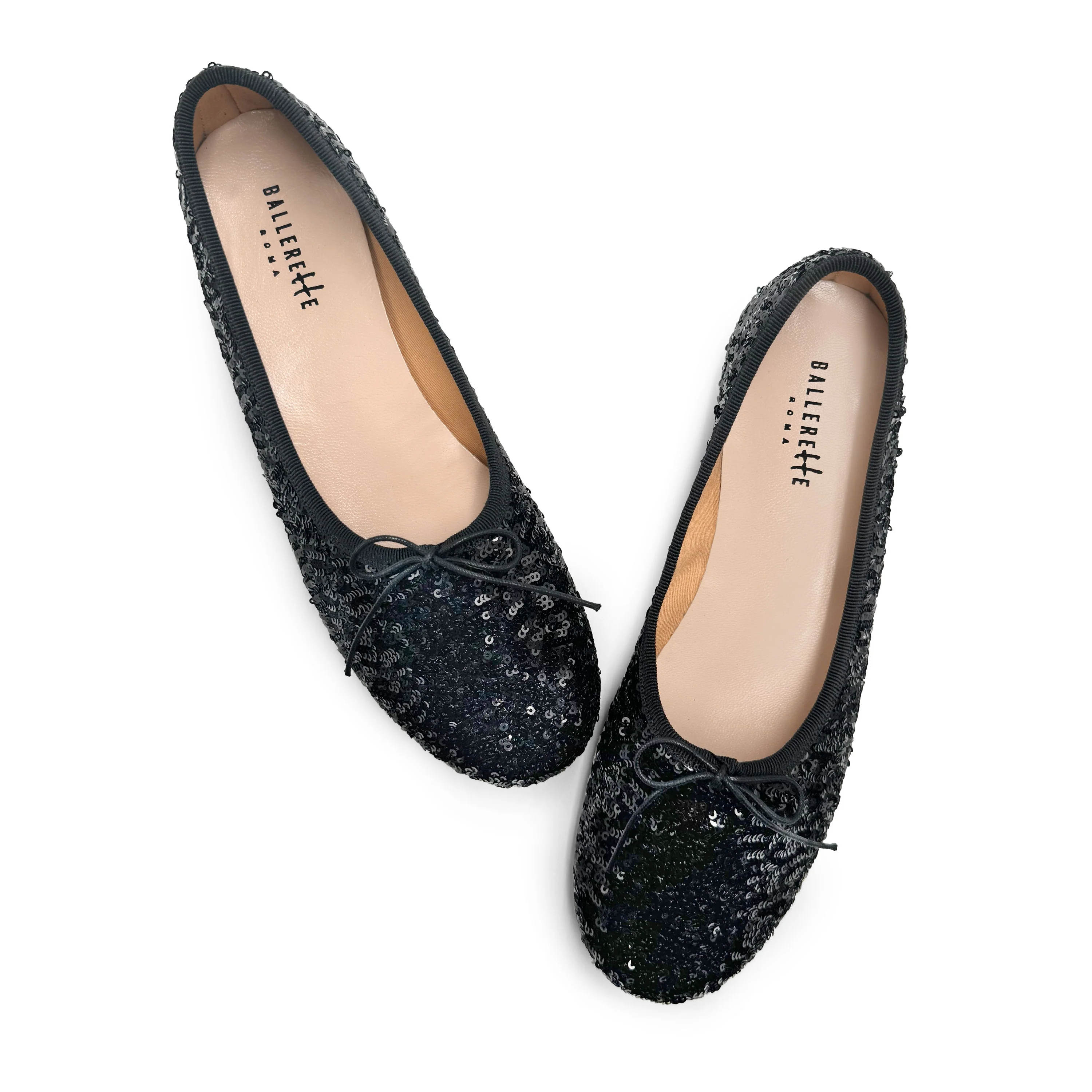 Ballerine accollate con paillettes nere - Image 2