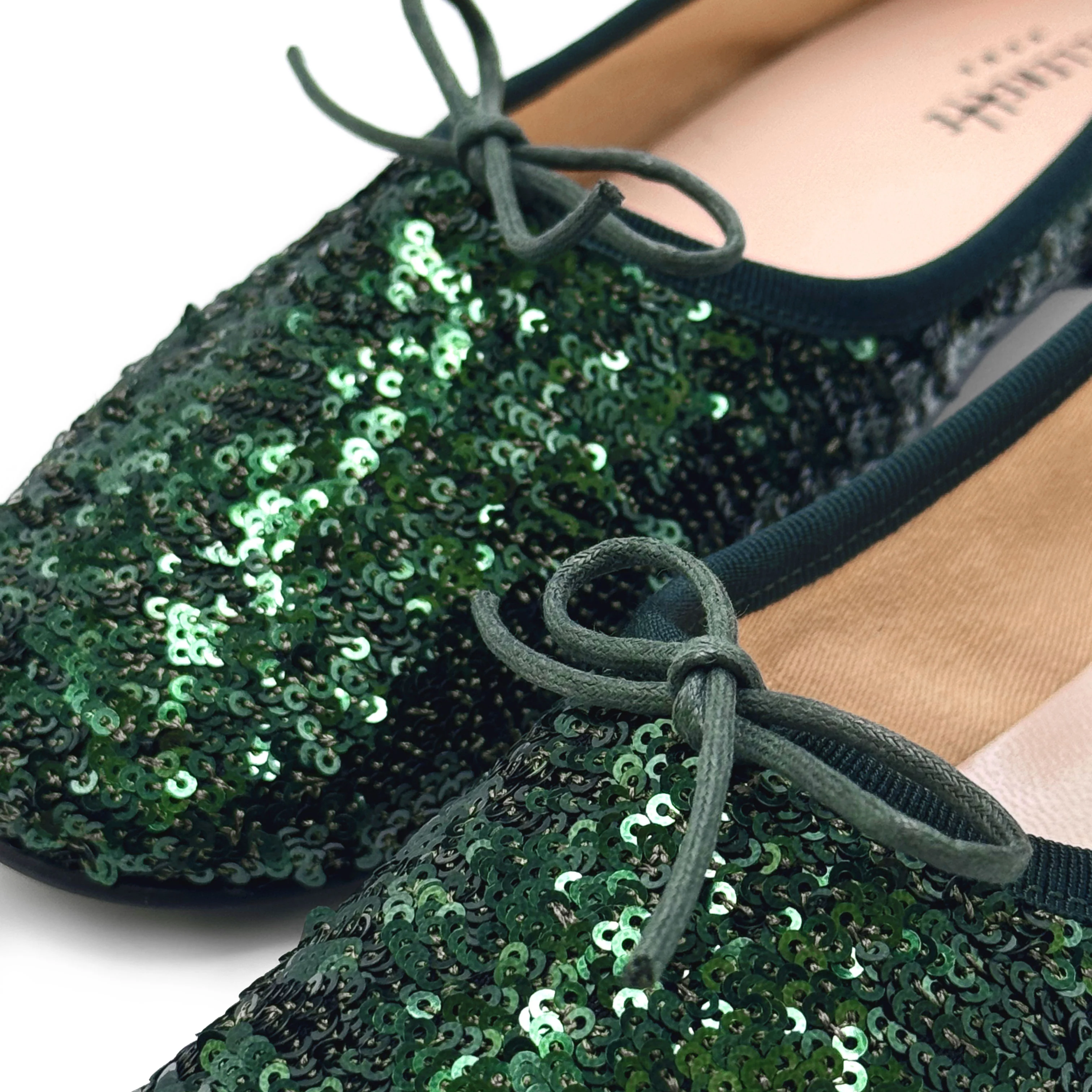 Ballerine accollate con paillettes verdi smeraldo - Image 4