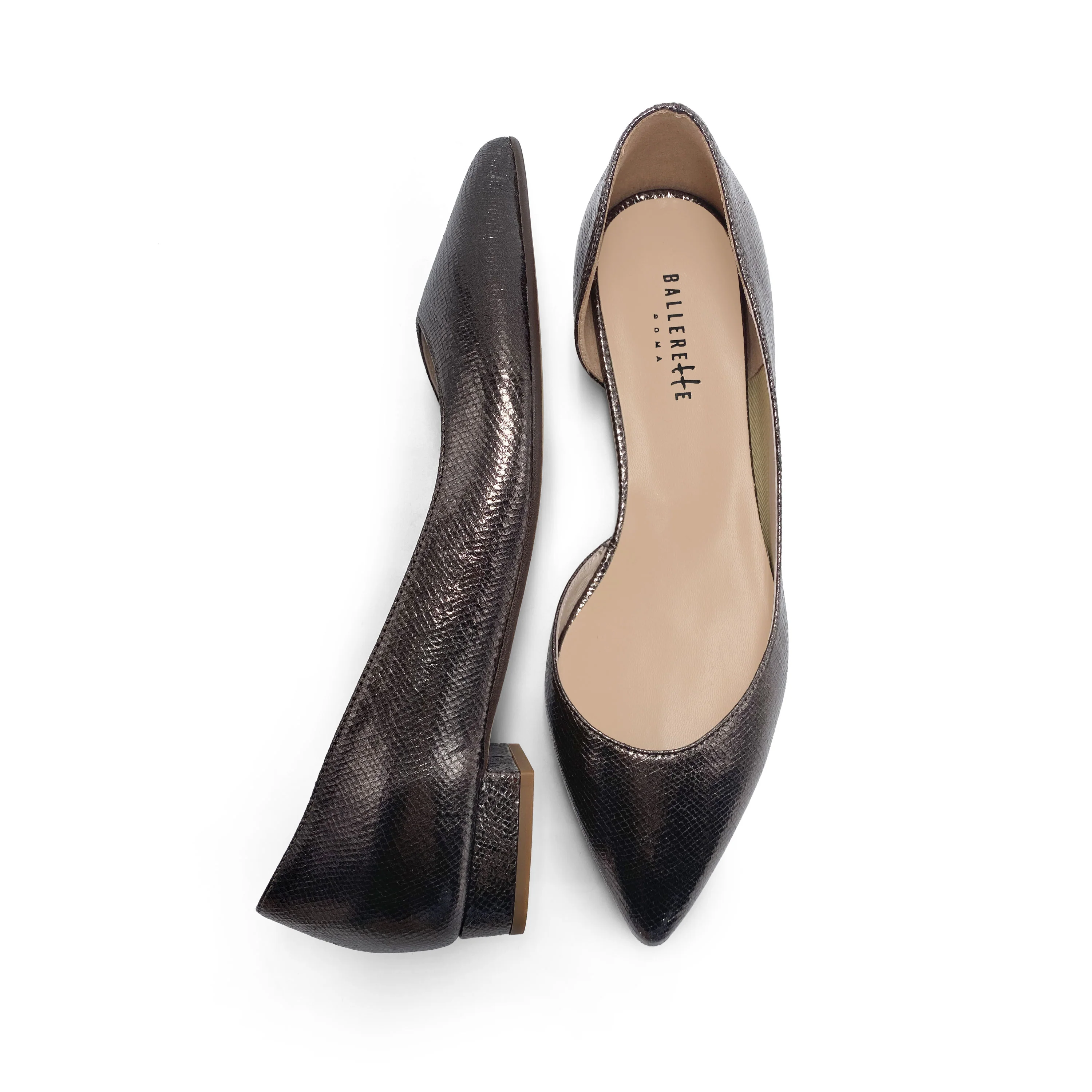 Ballerine aperte a punta laminate acciaio
