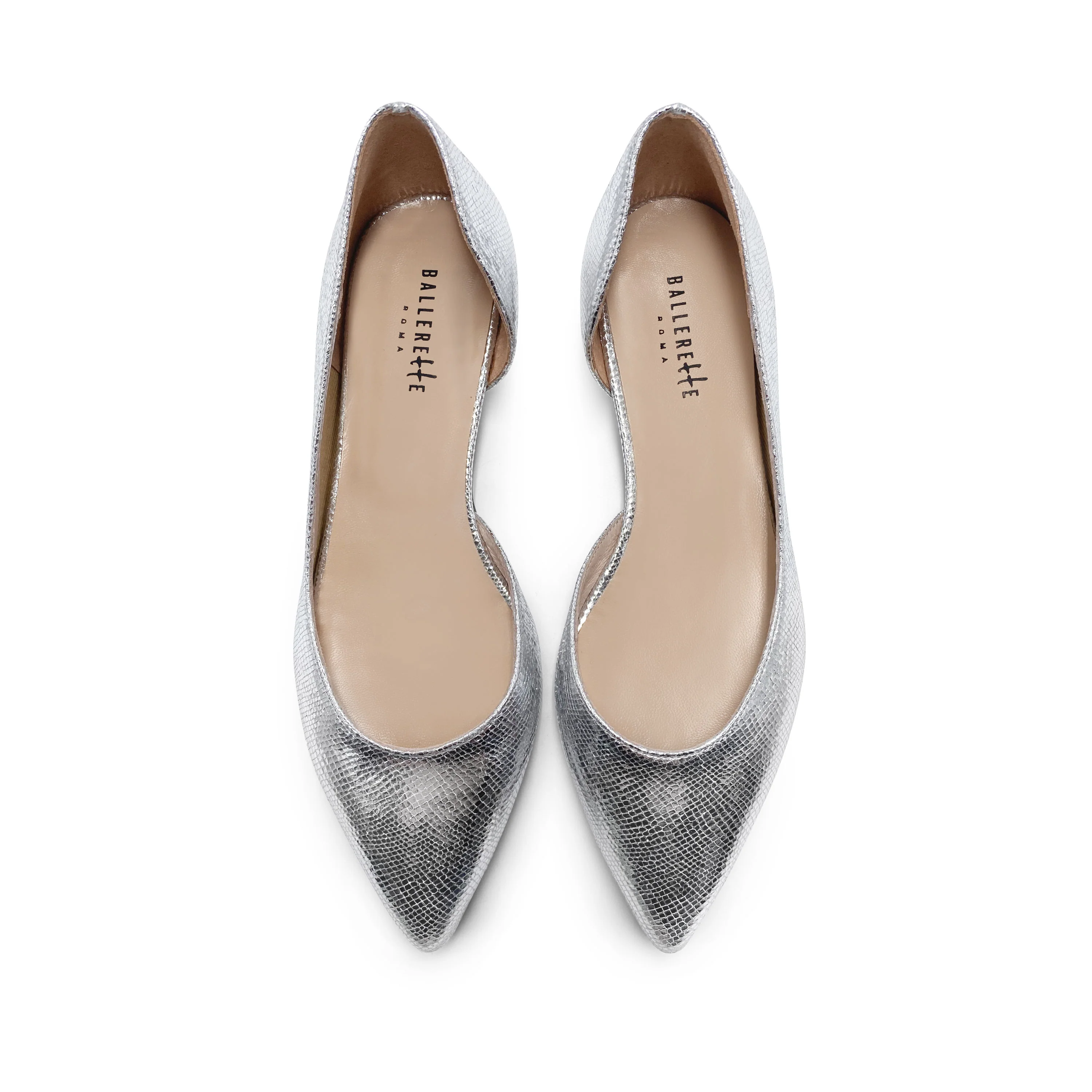 Ballerine aperte a punta laminate argento - Image 3
