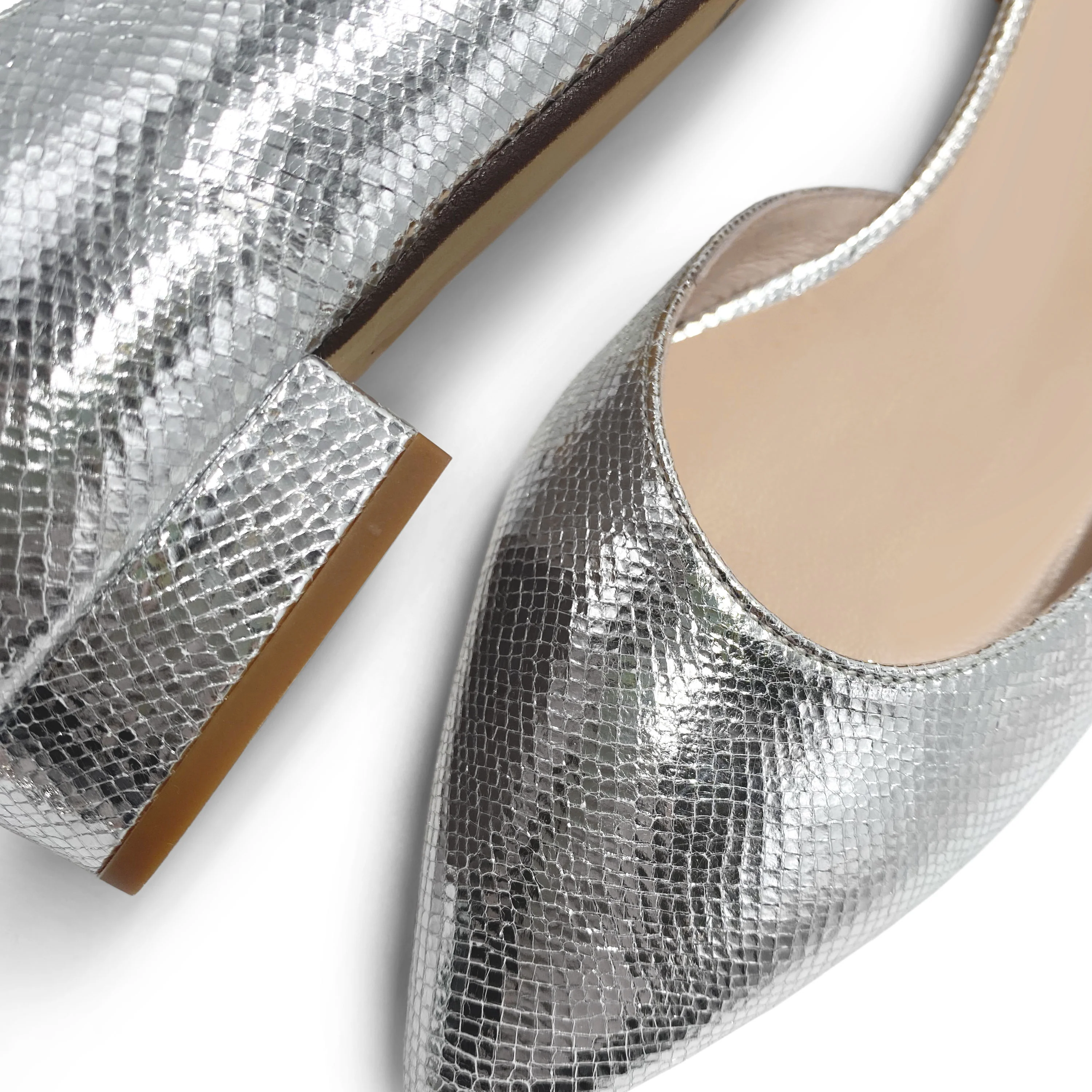 Ballerine aperte a punta laminate argento - Image 4