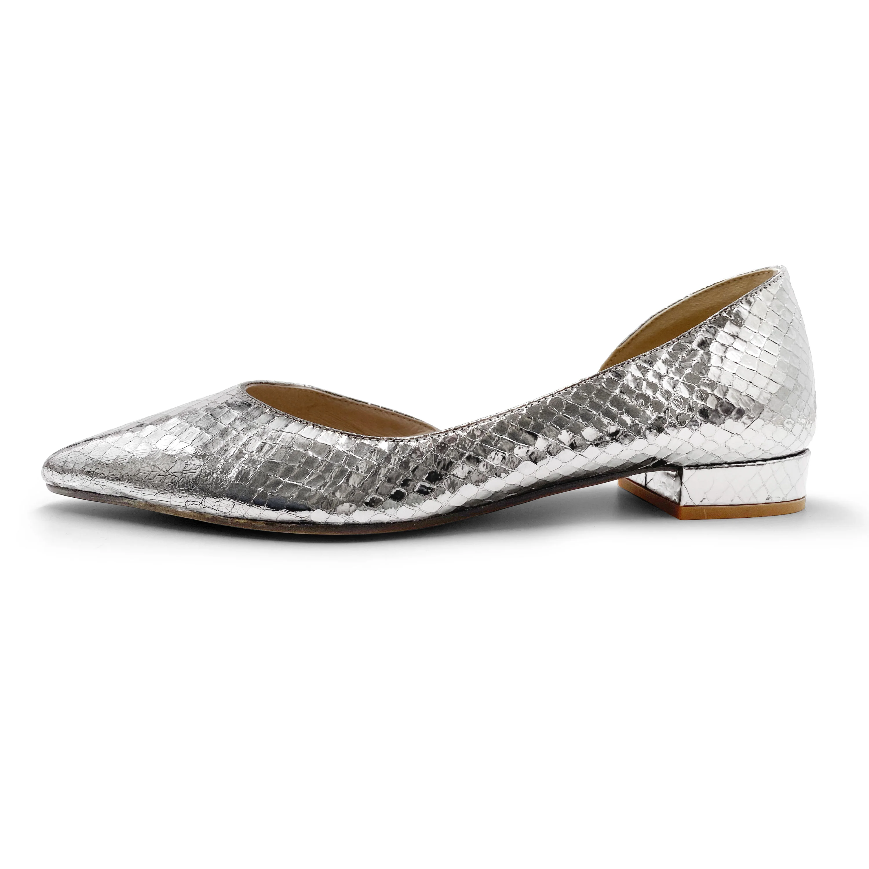 Ballerine aperte a punta laminate argento - Image 3