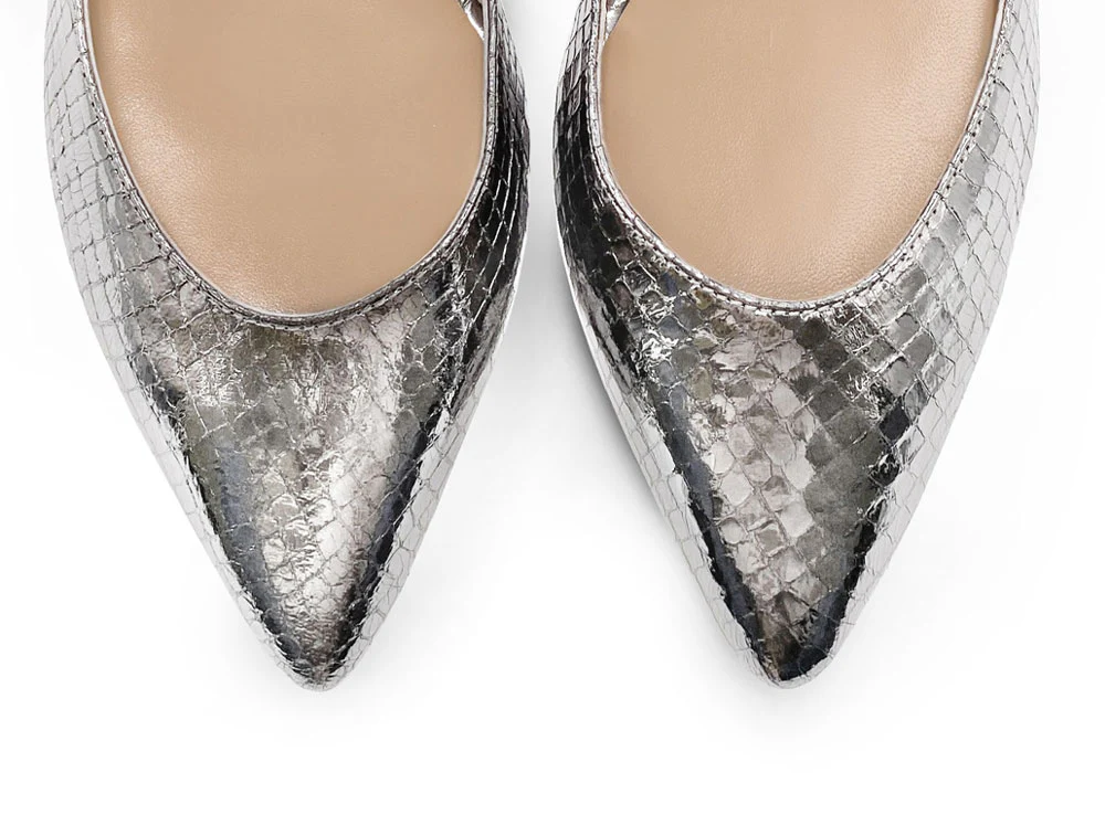 Ballerine aperte a punta laminate argento - Image 5