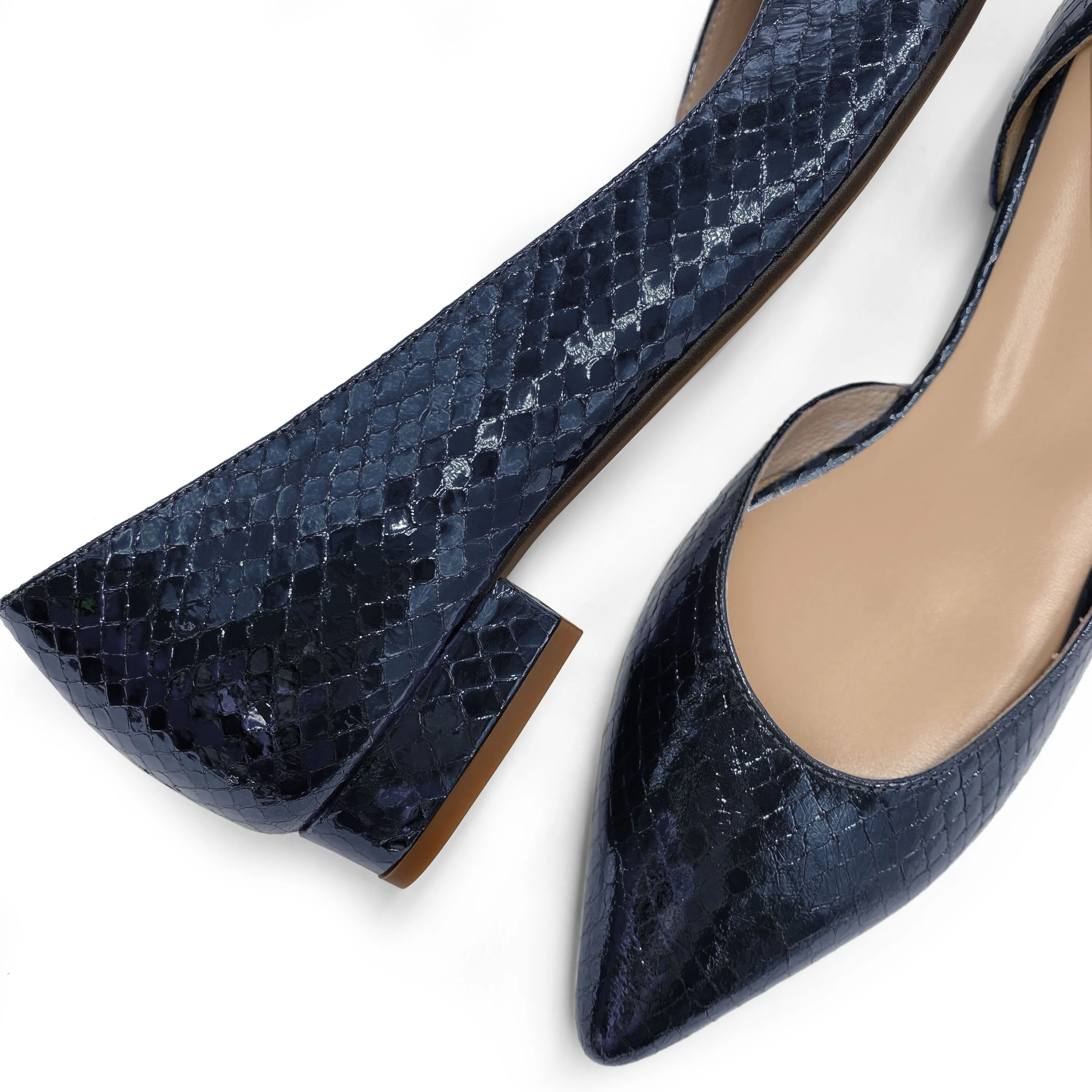 Ballerine aperte a punta laminate blu - Image 3