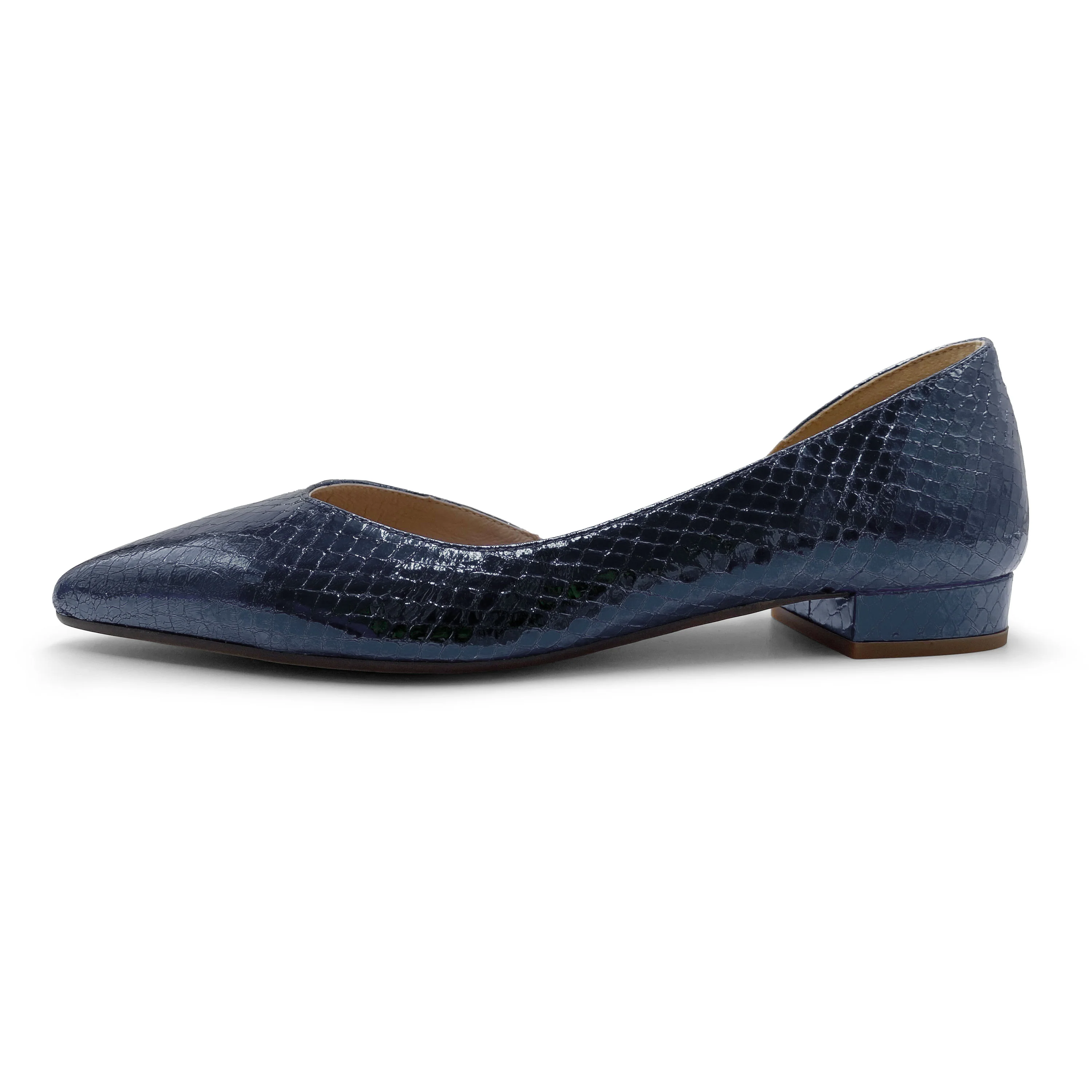 Ballerine aperte a punta laminate blu - Image 4
