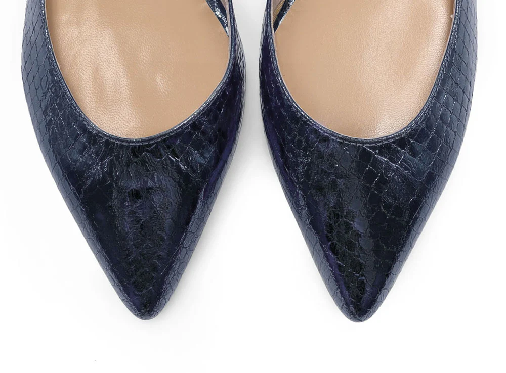 Ballerine aperte a punta laminate blu - Image 5
