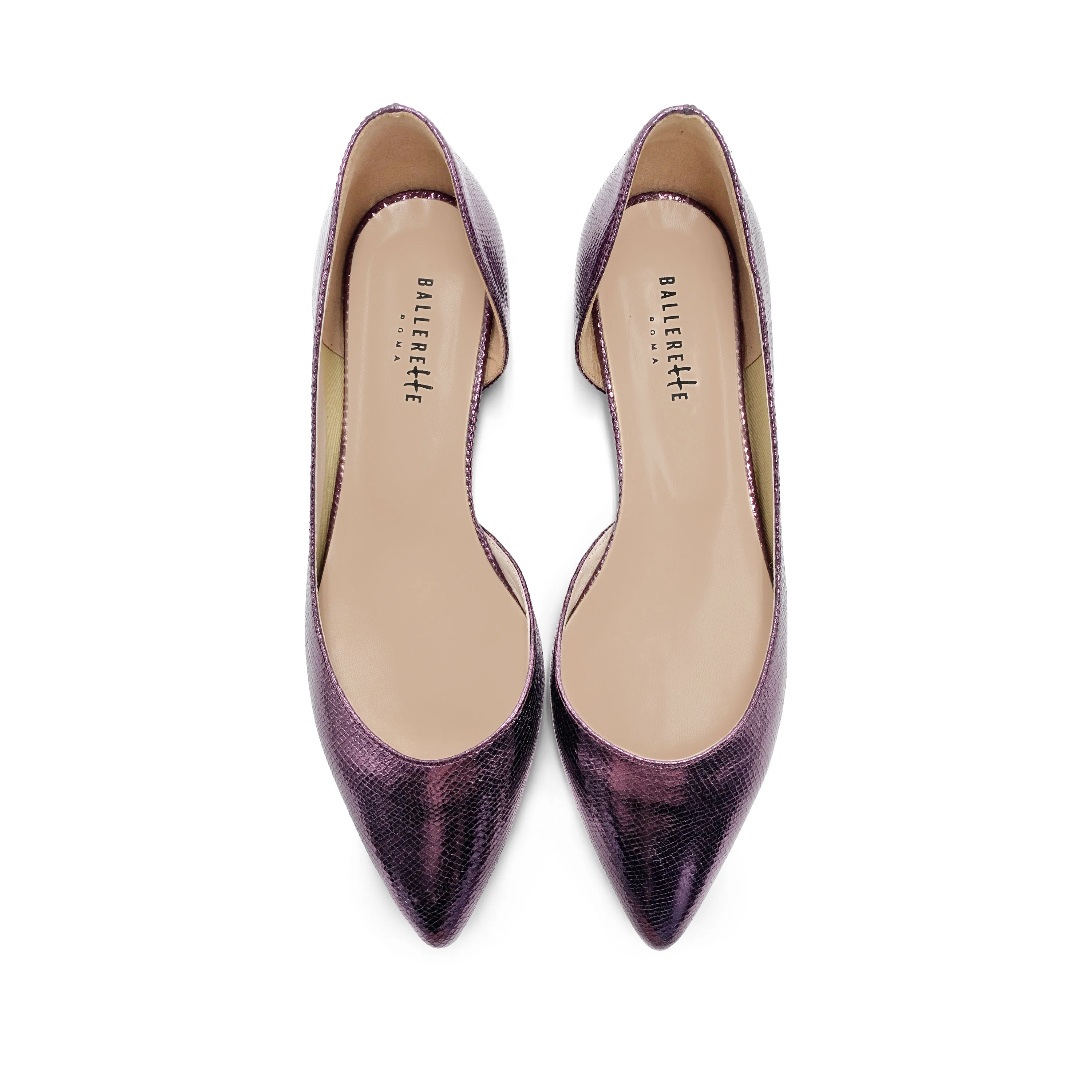 Ballerine aperte a punta laminate viola - Image 2