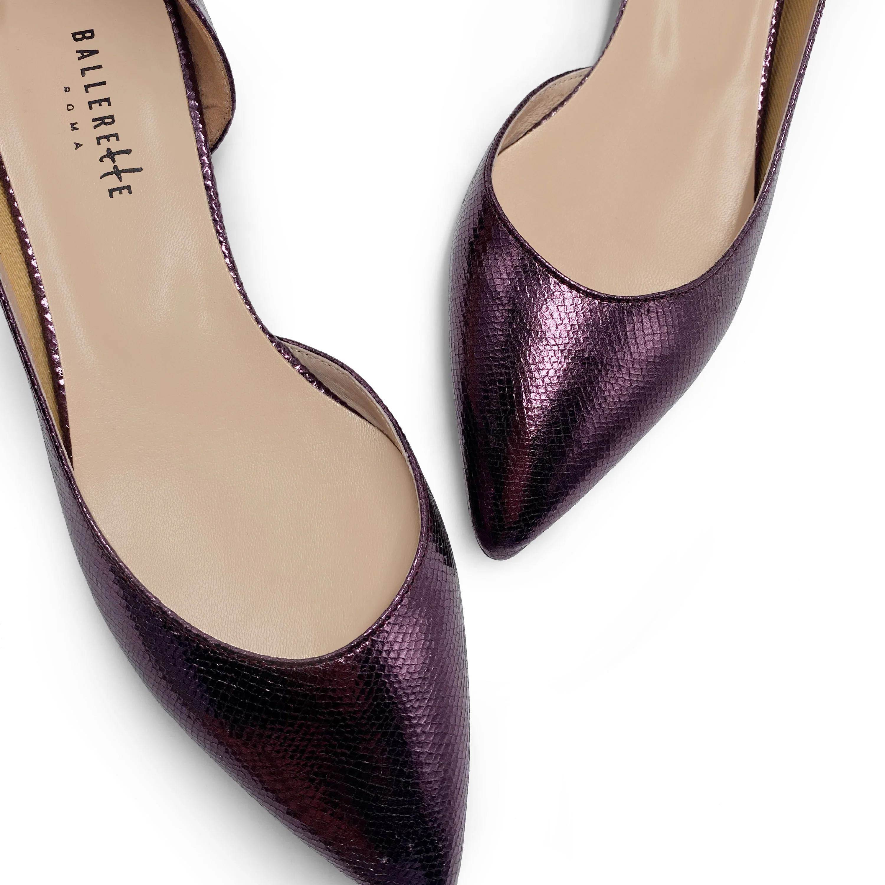 Ballerine aperte a punta laminate viola - Image 3