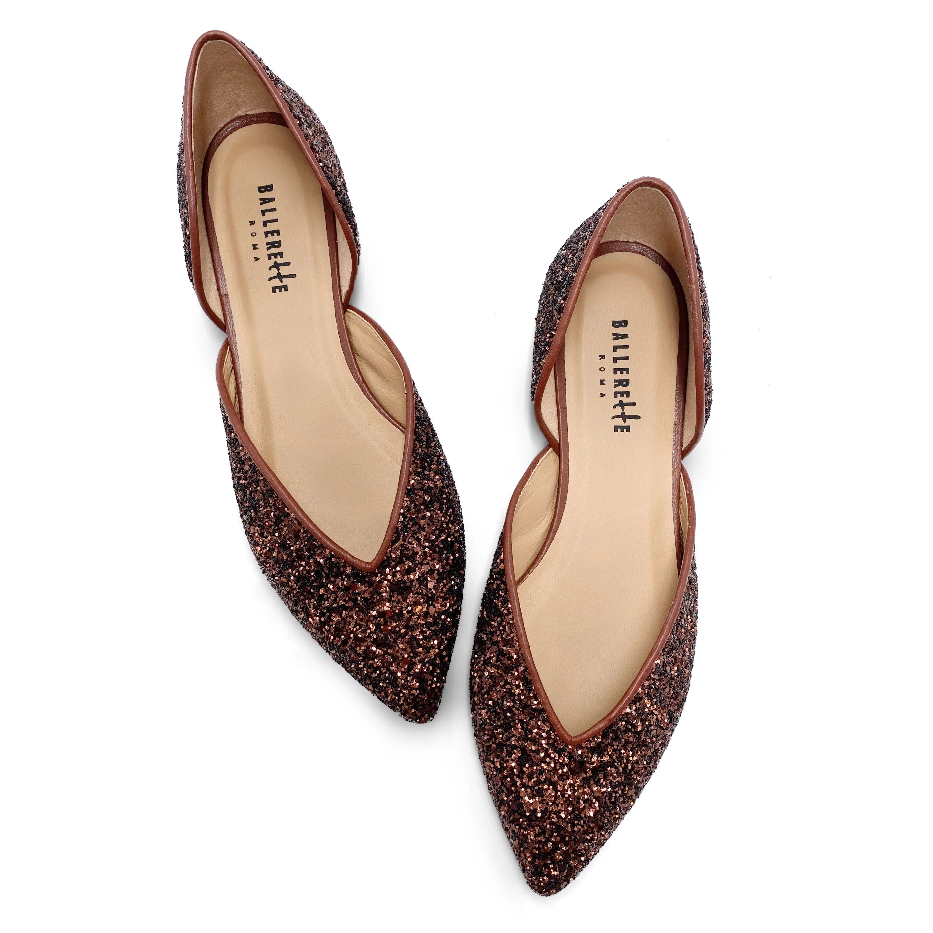 Ballerine aperte in glitter bronzo - Image 2