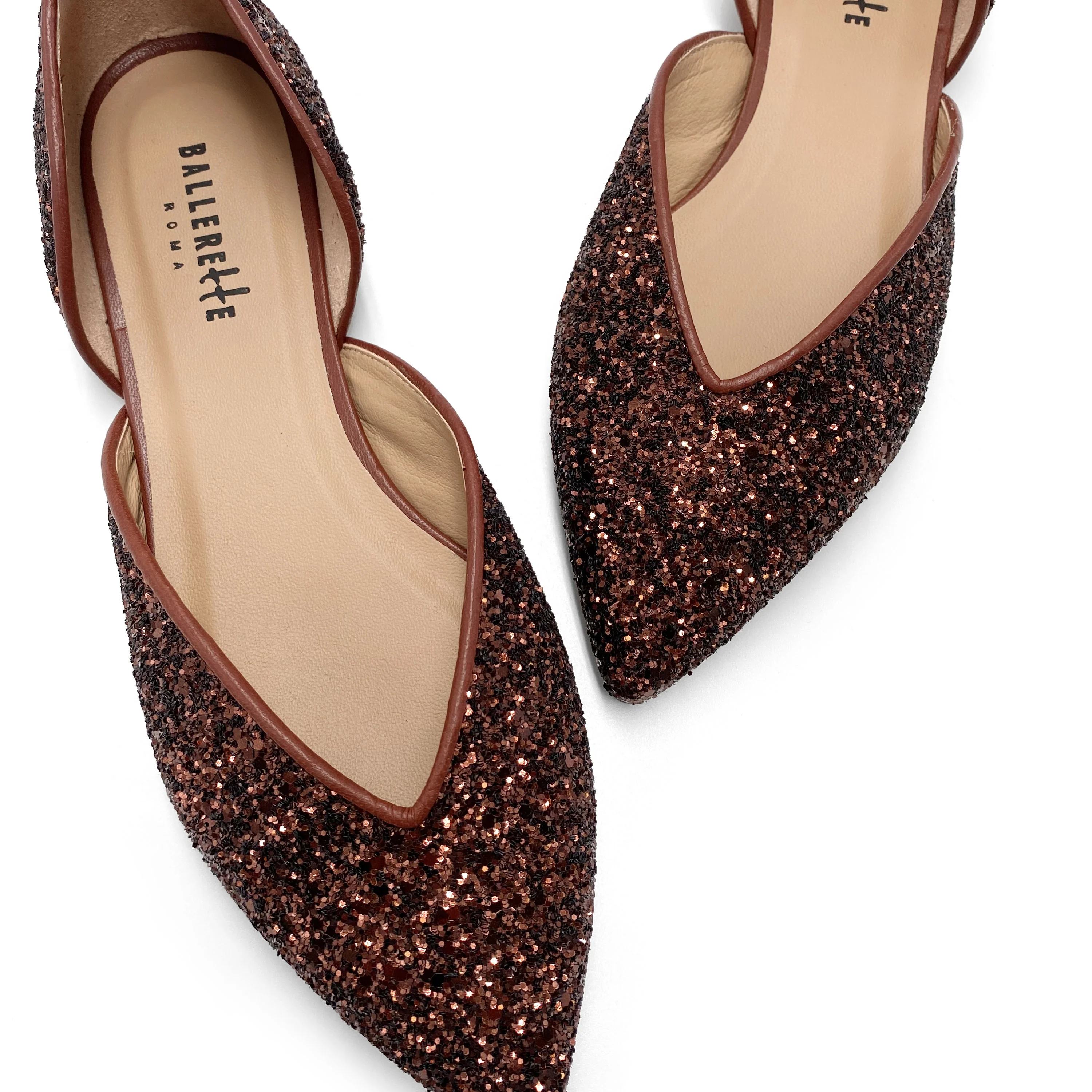 Ballerine aperte in glitter bronzo - Image 3