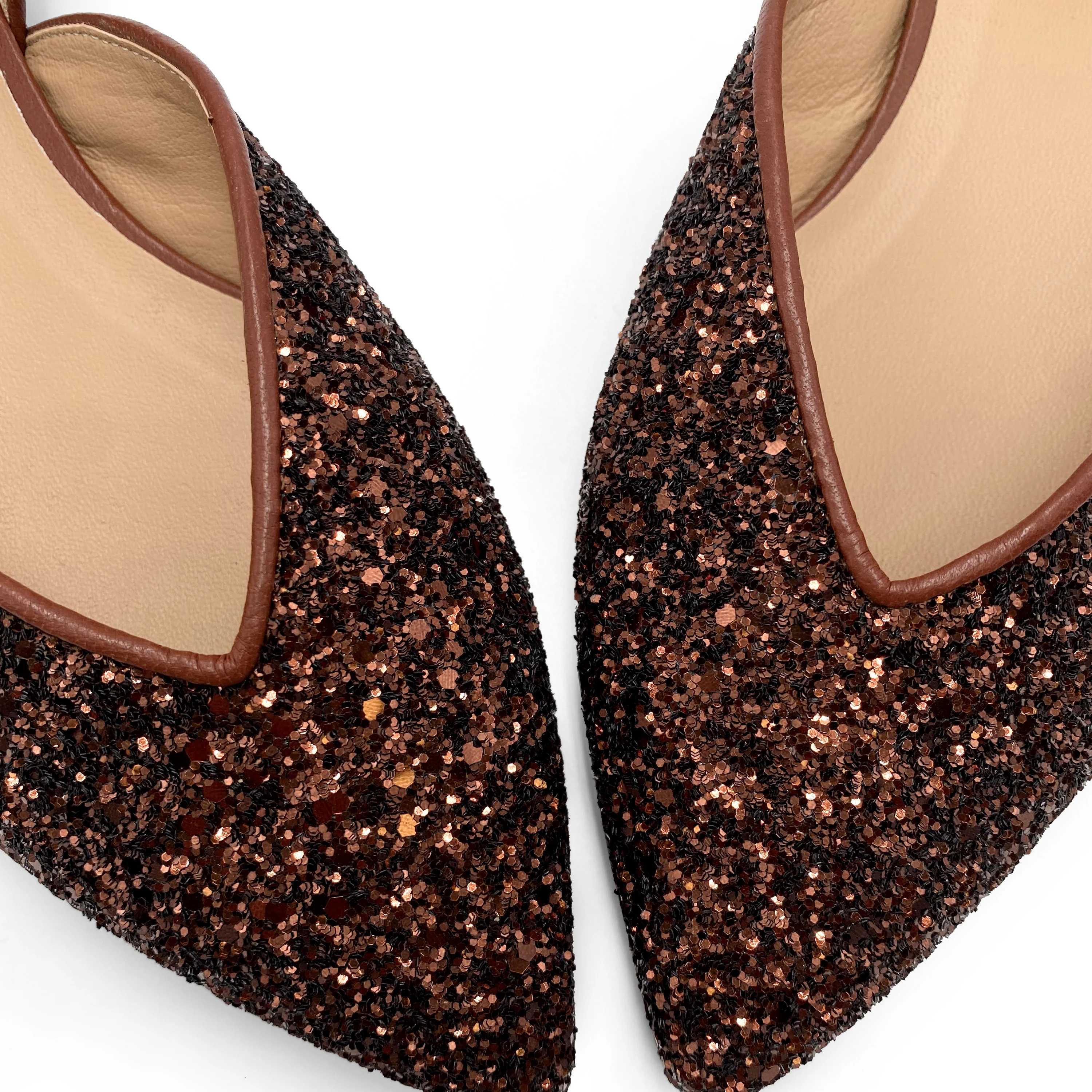 Ballerine aperte in glitter bronzo - Image 4