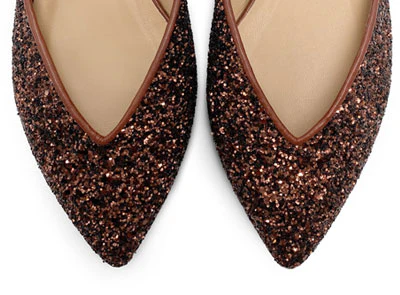 Ballerine aperte in glitter bronzo - Image 5