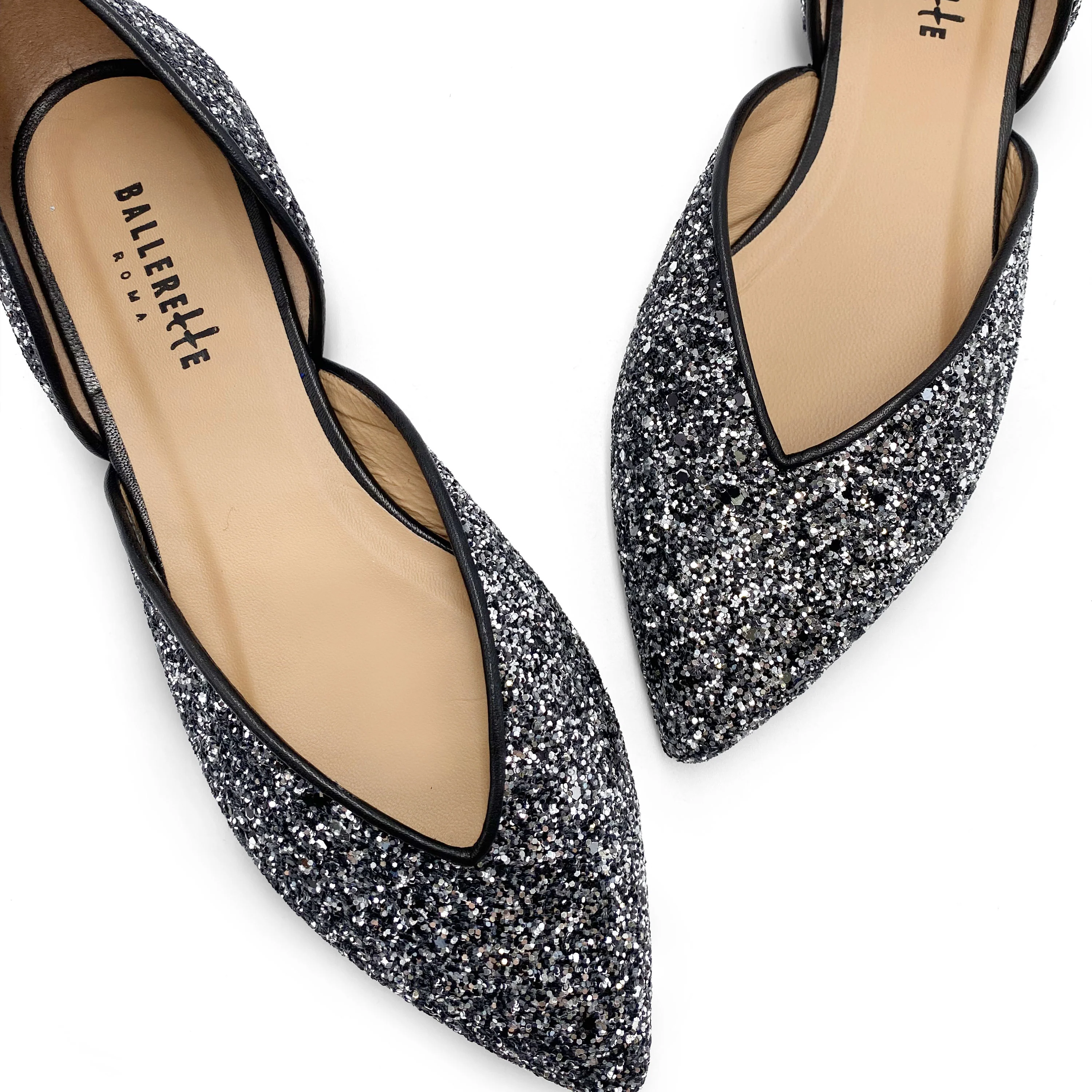 Ballerine aperte in glitter ferro - Image 3