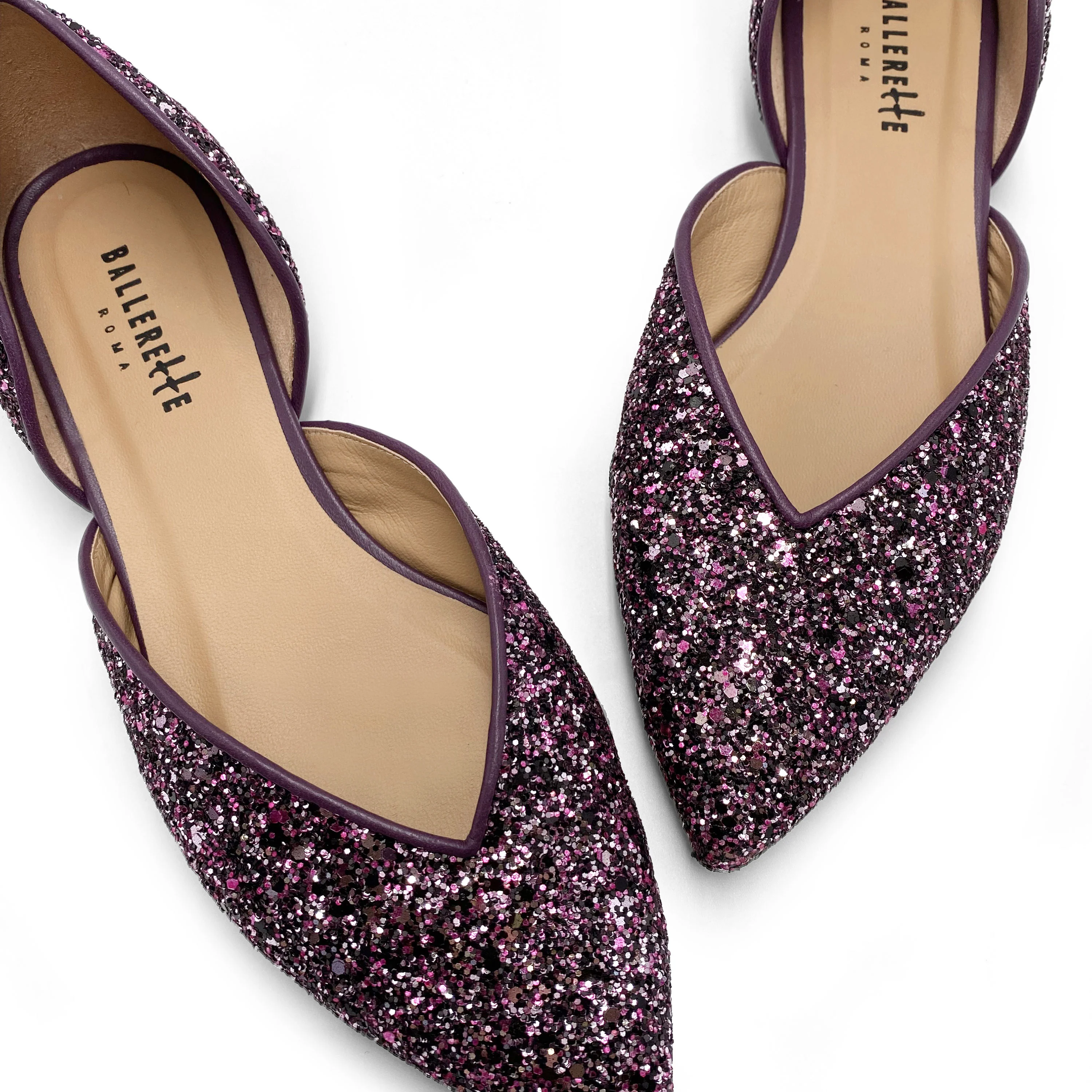 Ballerine aperte in glitter lilla - Image 3