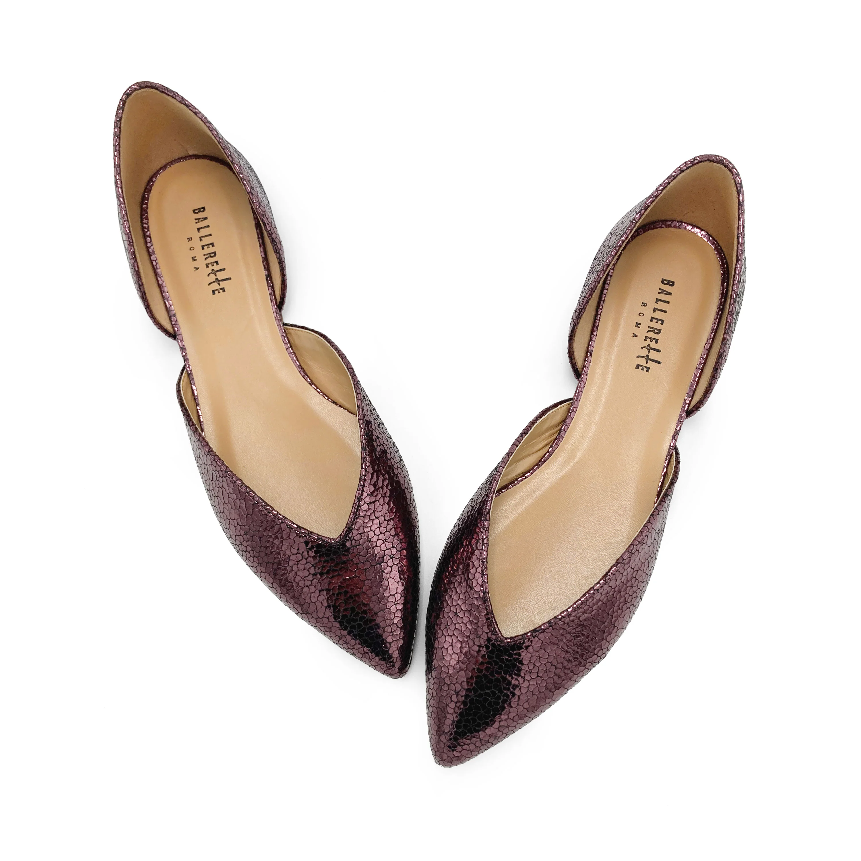 Ballerine aperte laminate viola prugna - Image 2