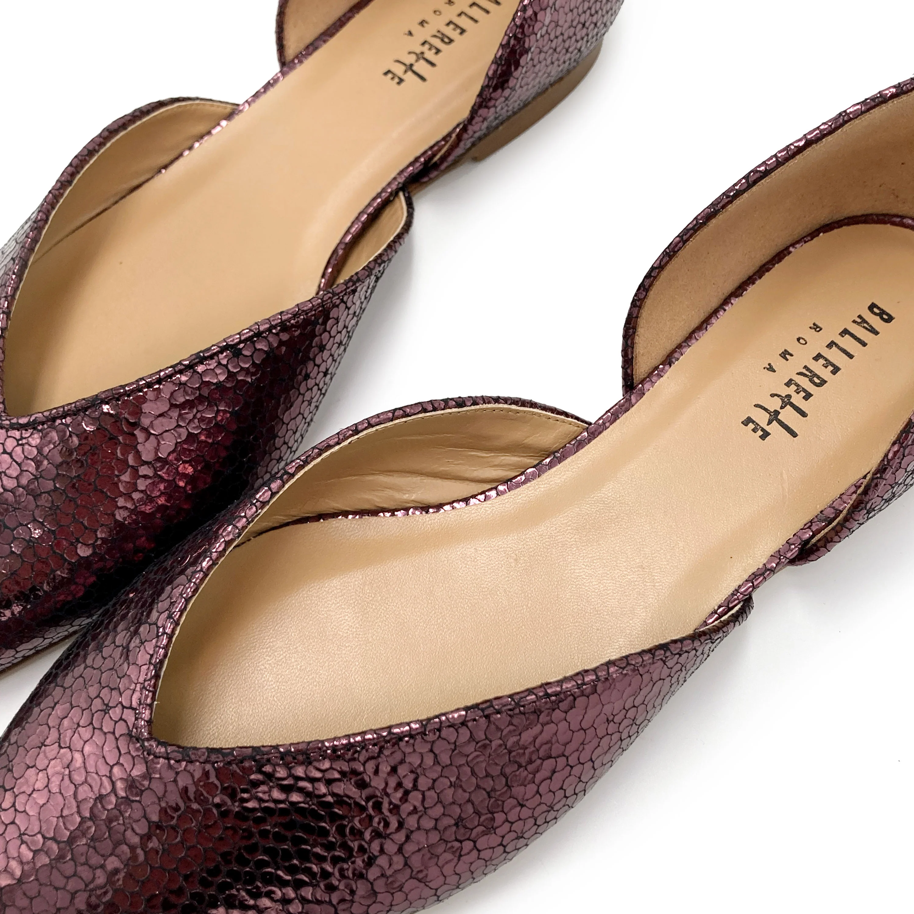 Ballerine aperte laminate viola prugna - Image 4