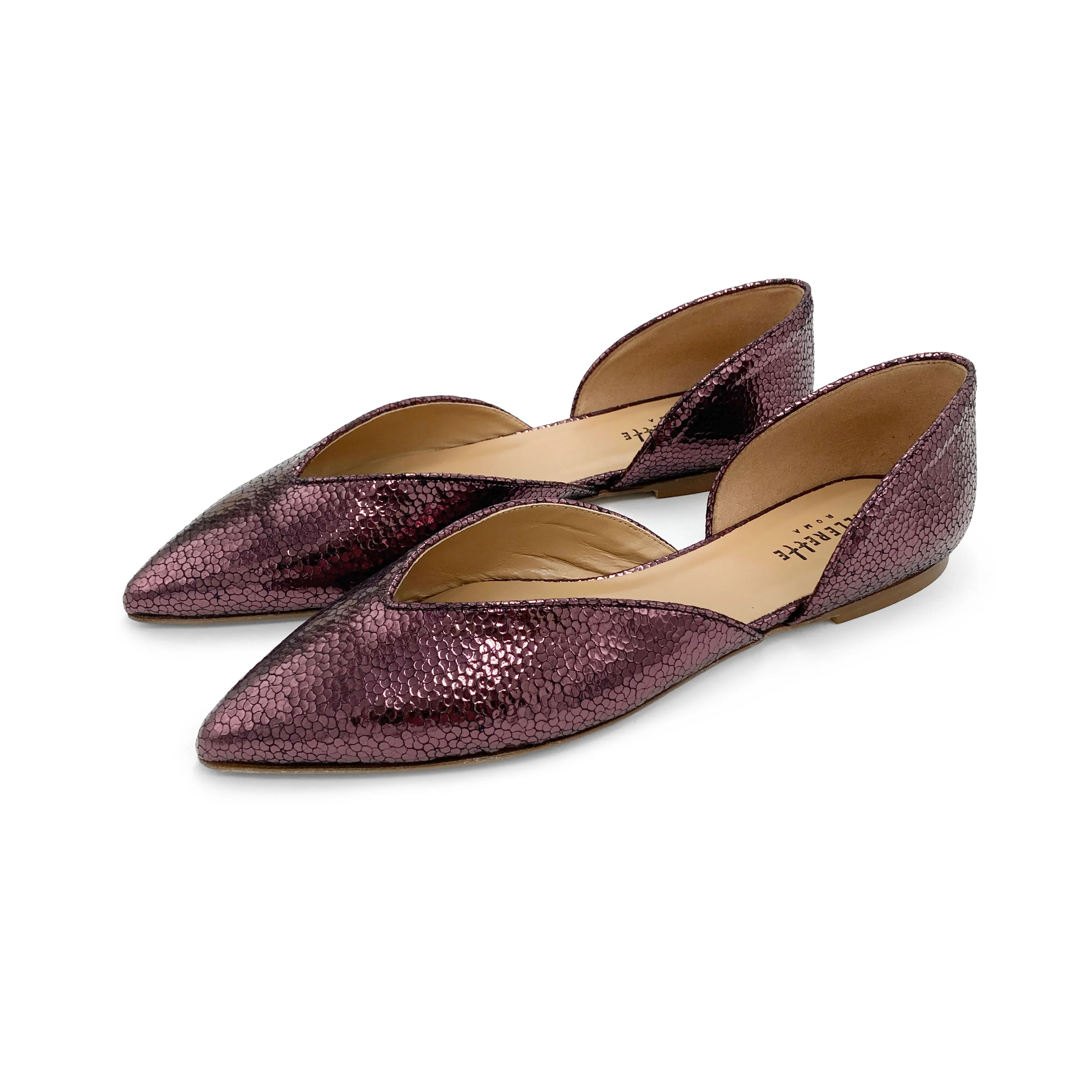 Ballerine aperte laminate viola prugna - Image 5