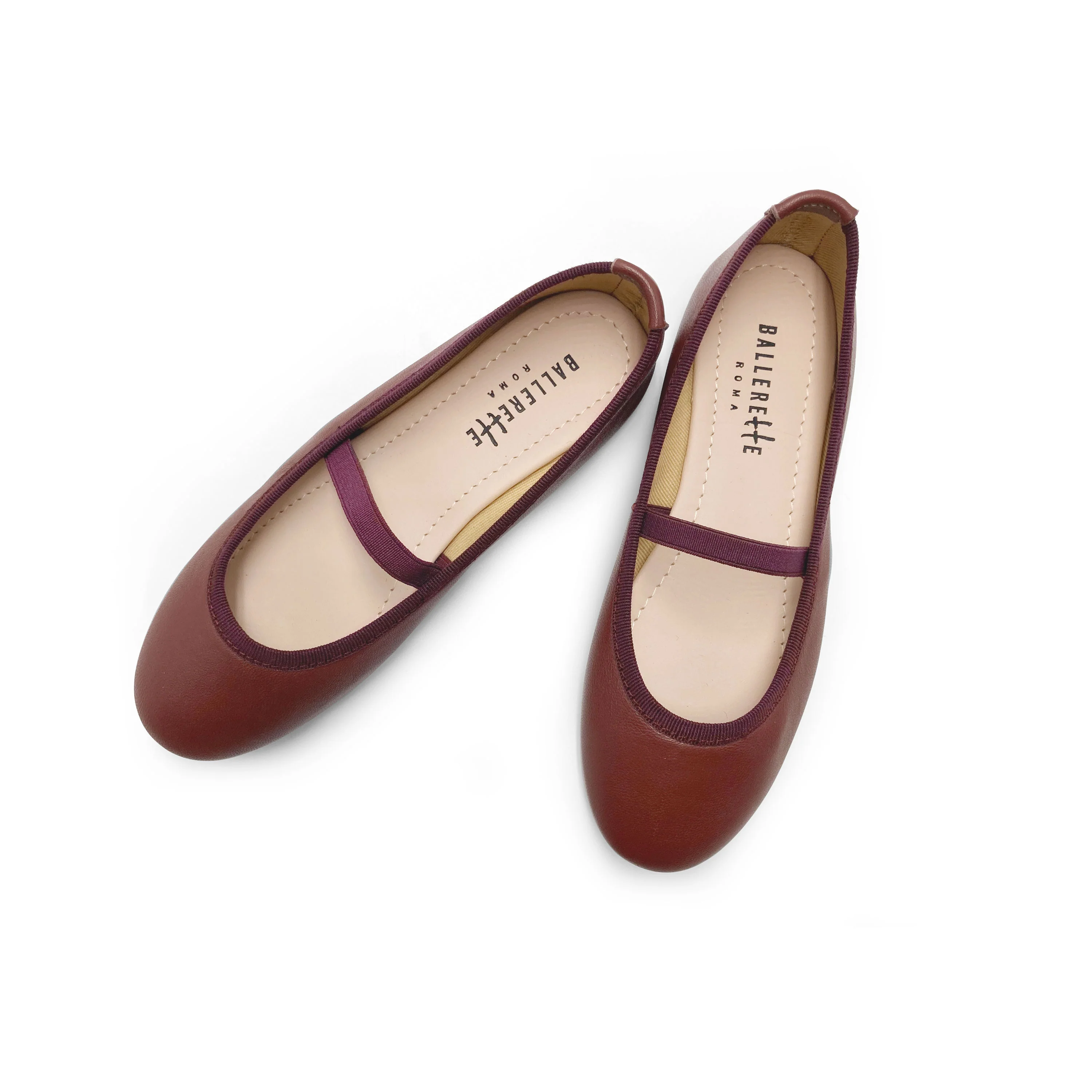 Ballerine bambina bordeaux in pelle con elastico - Image 2