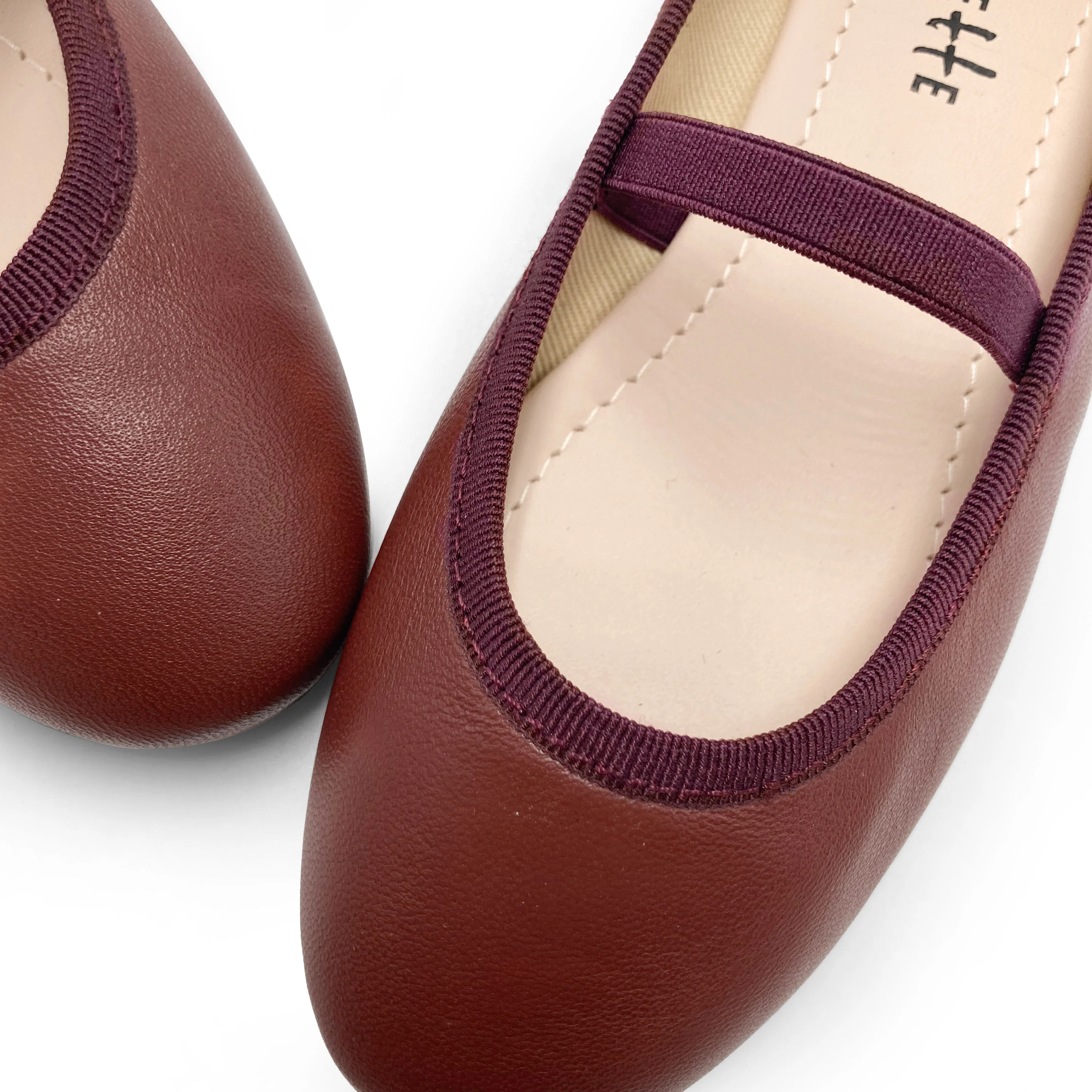 Ballerine bambina bordeaux in pelle con elastico - Image 3