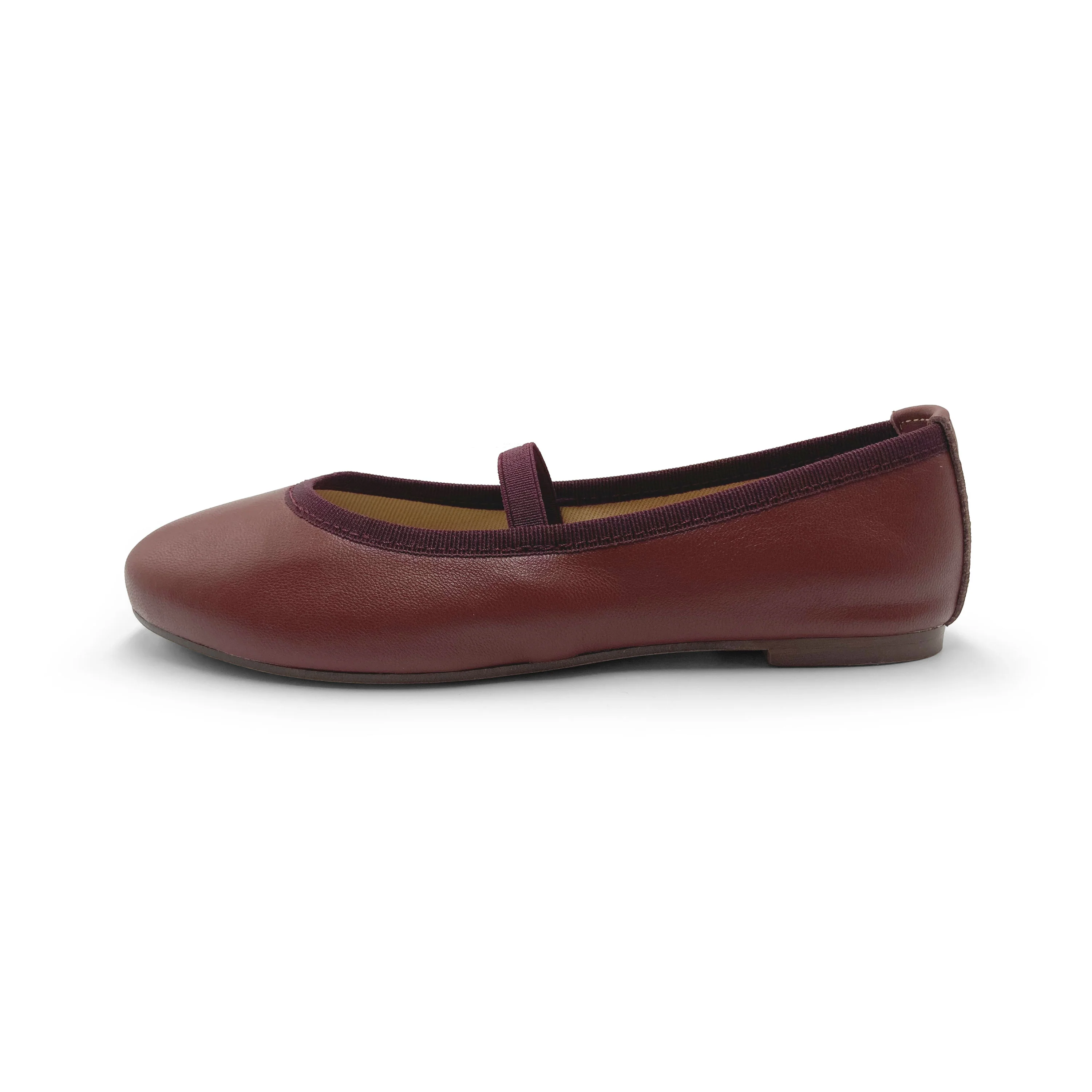 Ballerine bambina bordeaux in pelle con elastico - Image 4