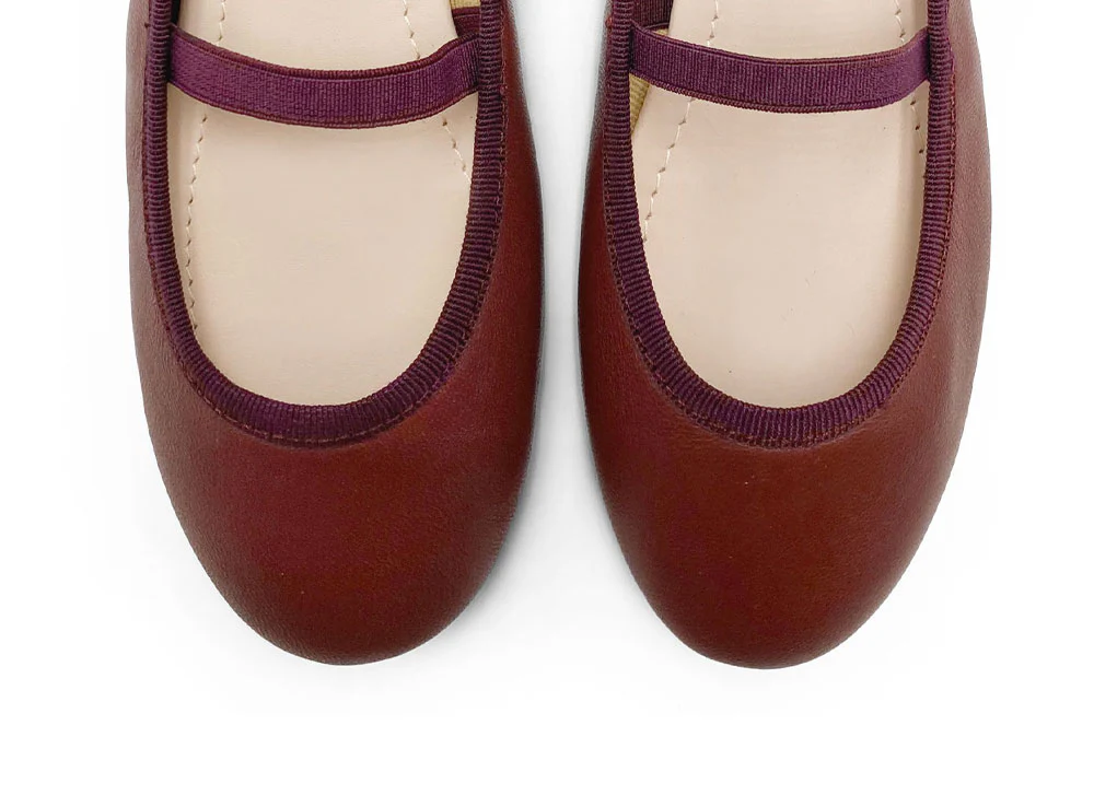 Ballerine bambina bordeaux in pelle con elastico - Image 5