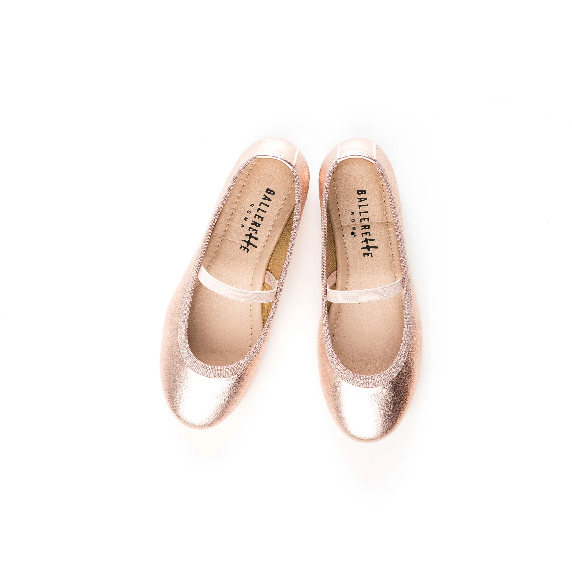 Ballerine bambina in pelle laminata rosa con elastico - Image 2