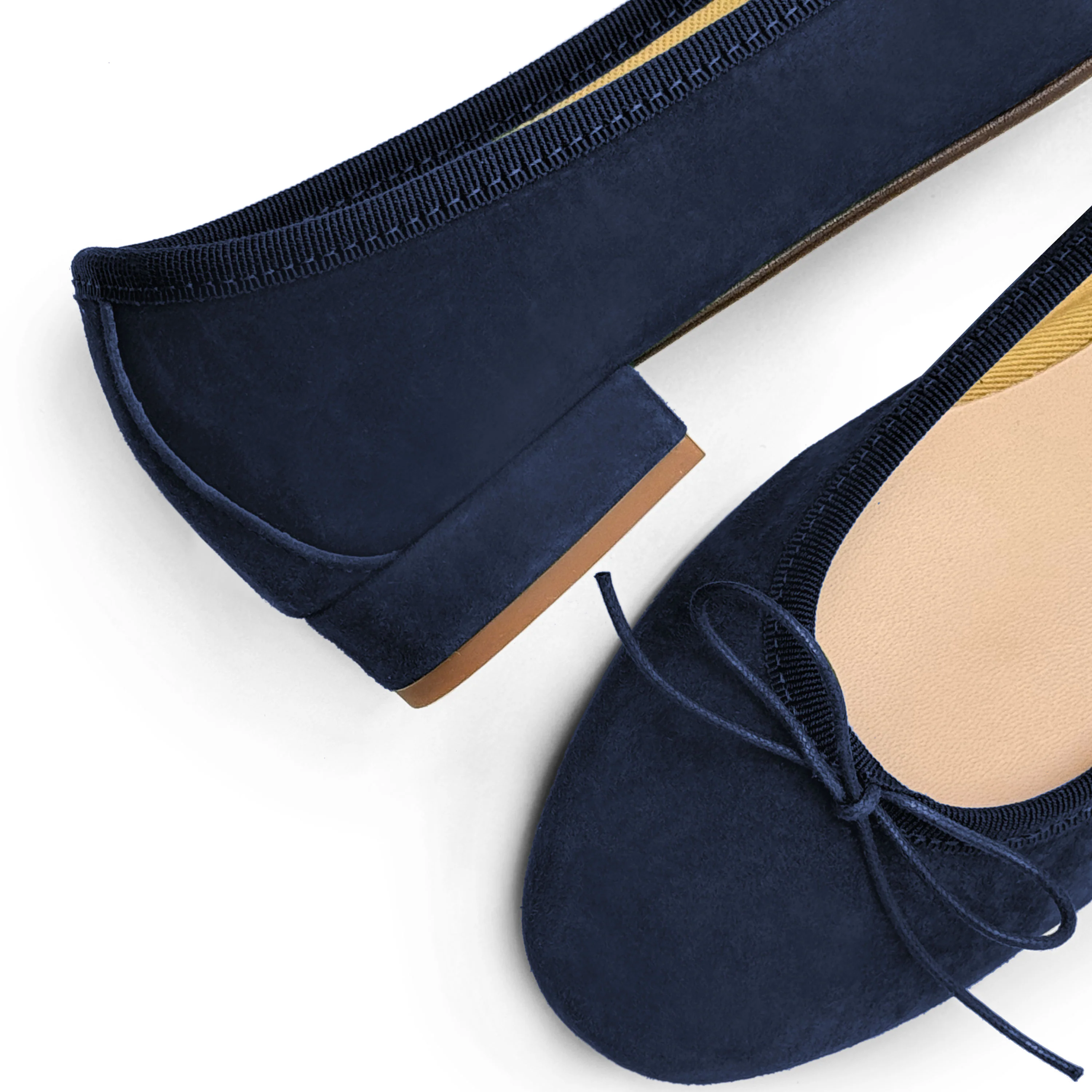 Ballerine blu con tacco in camoscio - Image 3