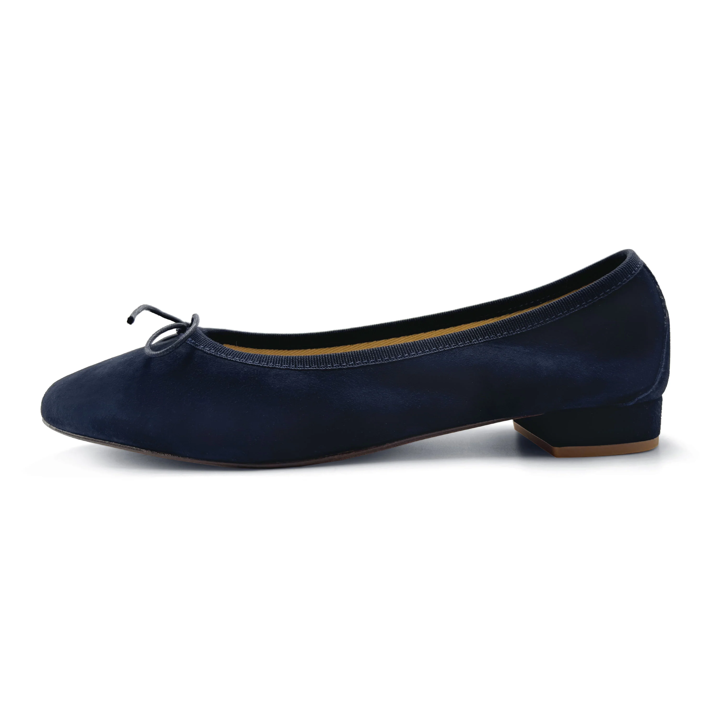 Ballerine blu con tacco in camoscio - Image 4