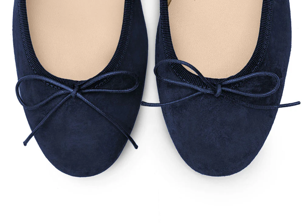 Ballerine blu con tacco in camoscio - Image 5