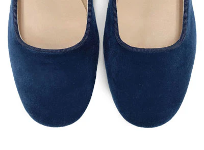 Ballerine blu in velluto con cinturino - Image 5