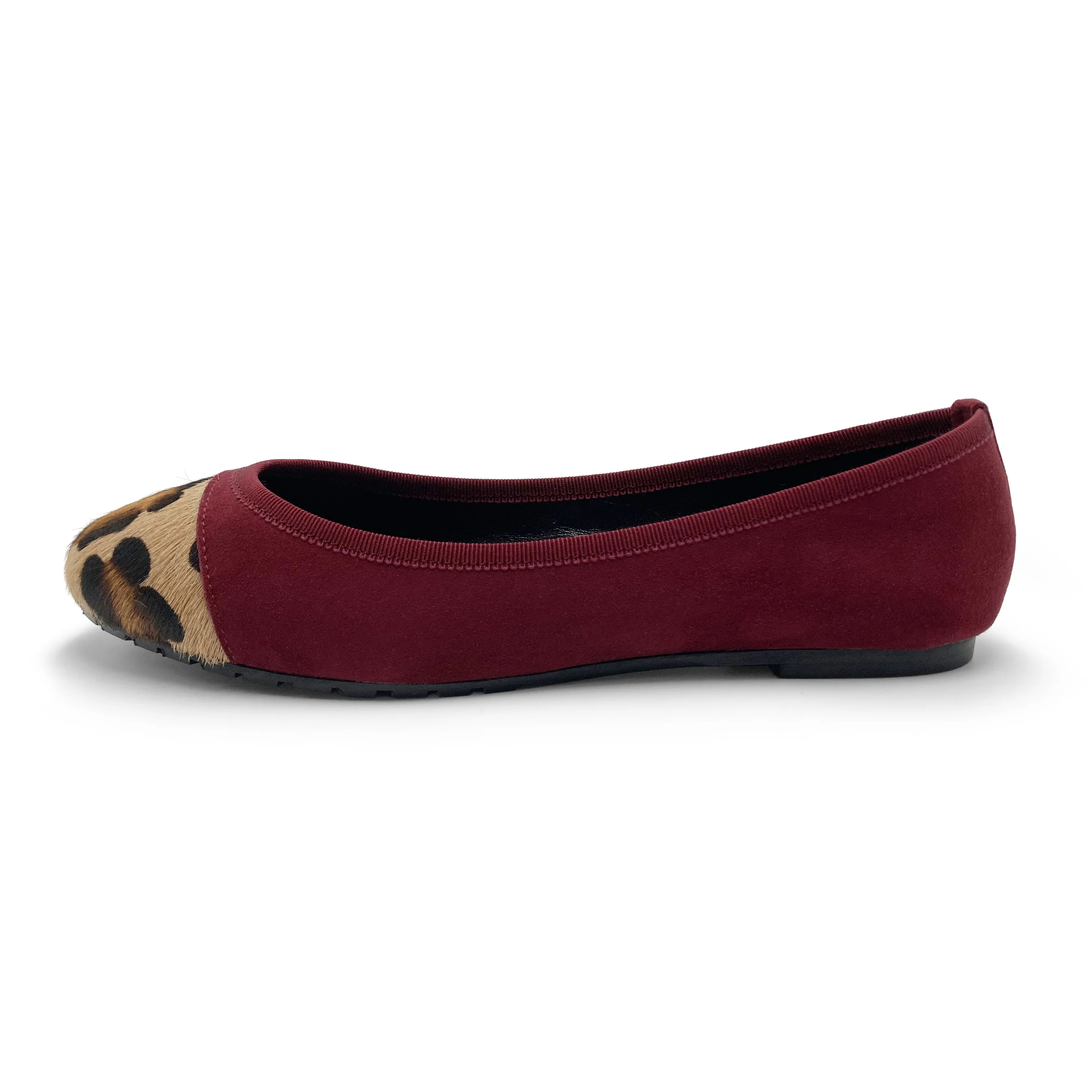 Ballerine bordeaux in camoscio con punta animalier - Image 3