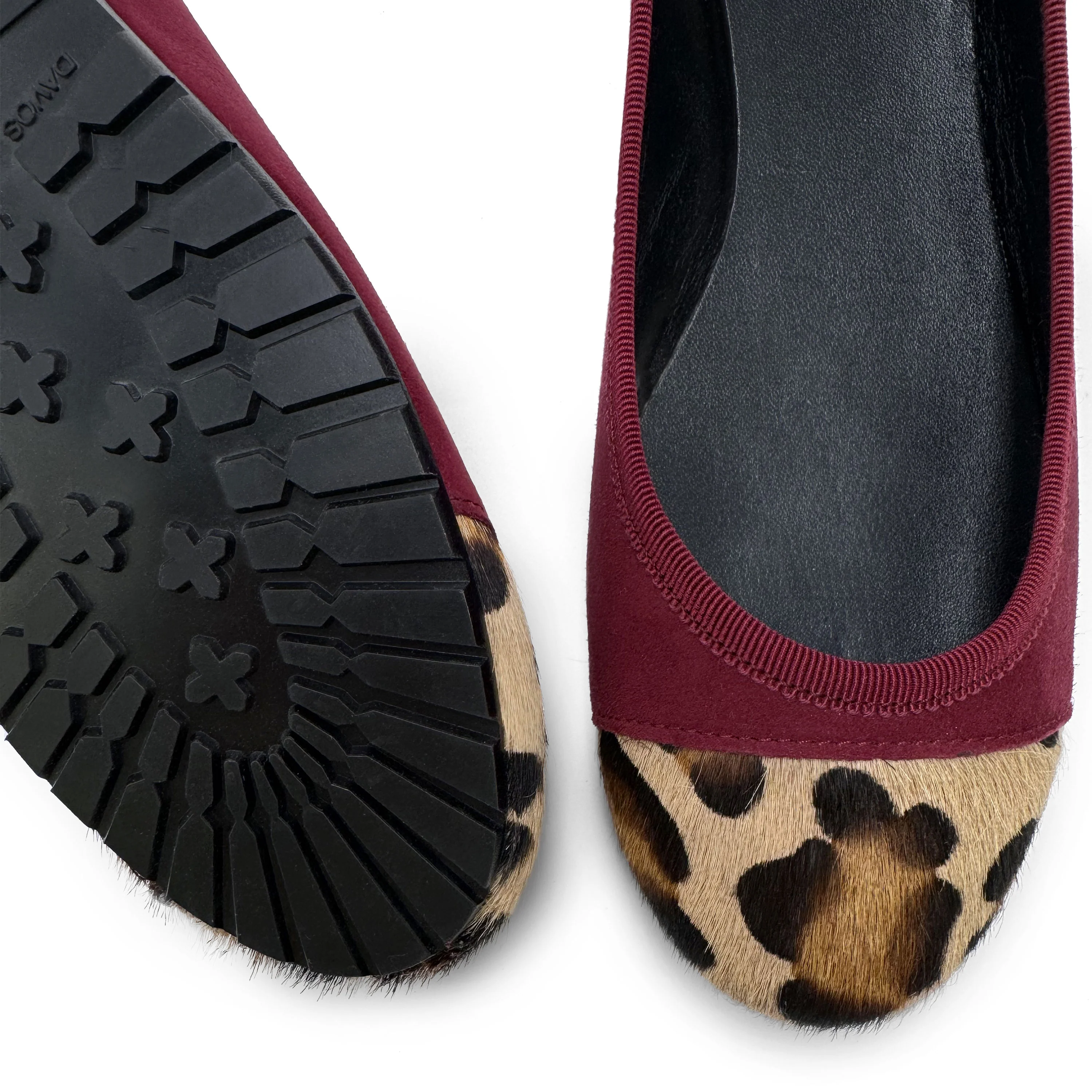 Ballerine bordeaux in camoscio con punta animalier - Image 4