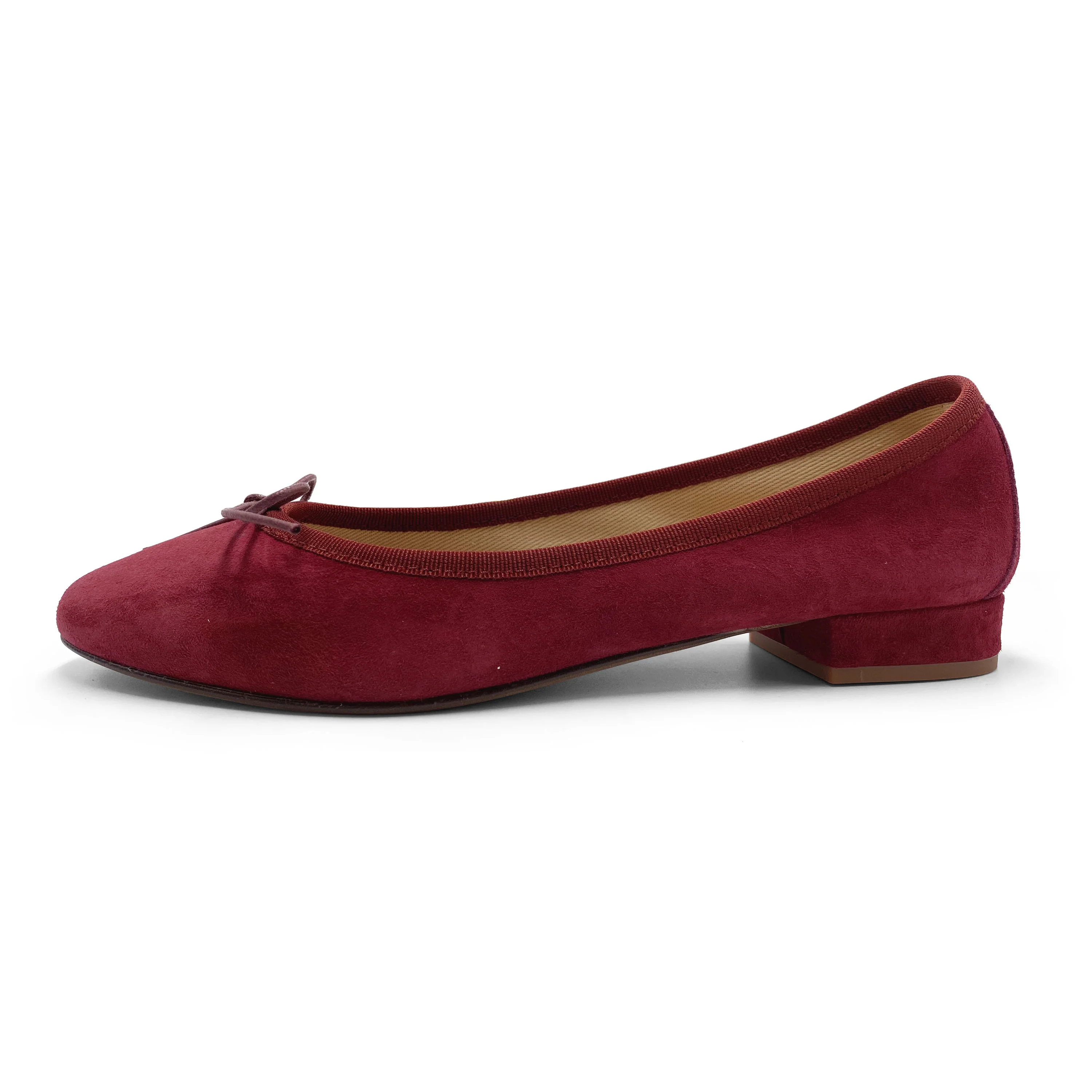 Ballerine bordeaux in camoscio con tacco - Image 3