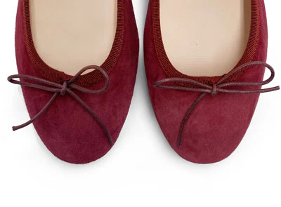 Ballerine bordeaux in camoscio con tacco - Image 5