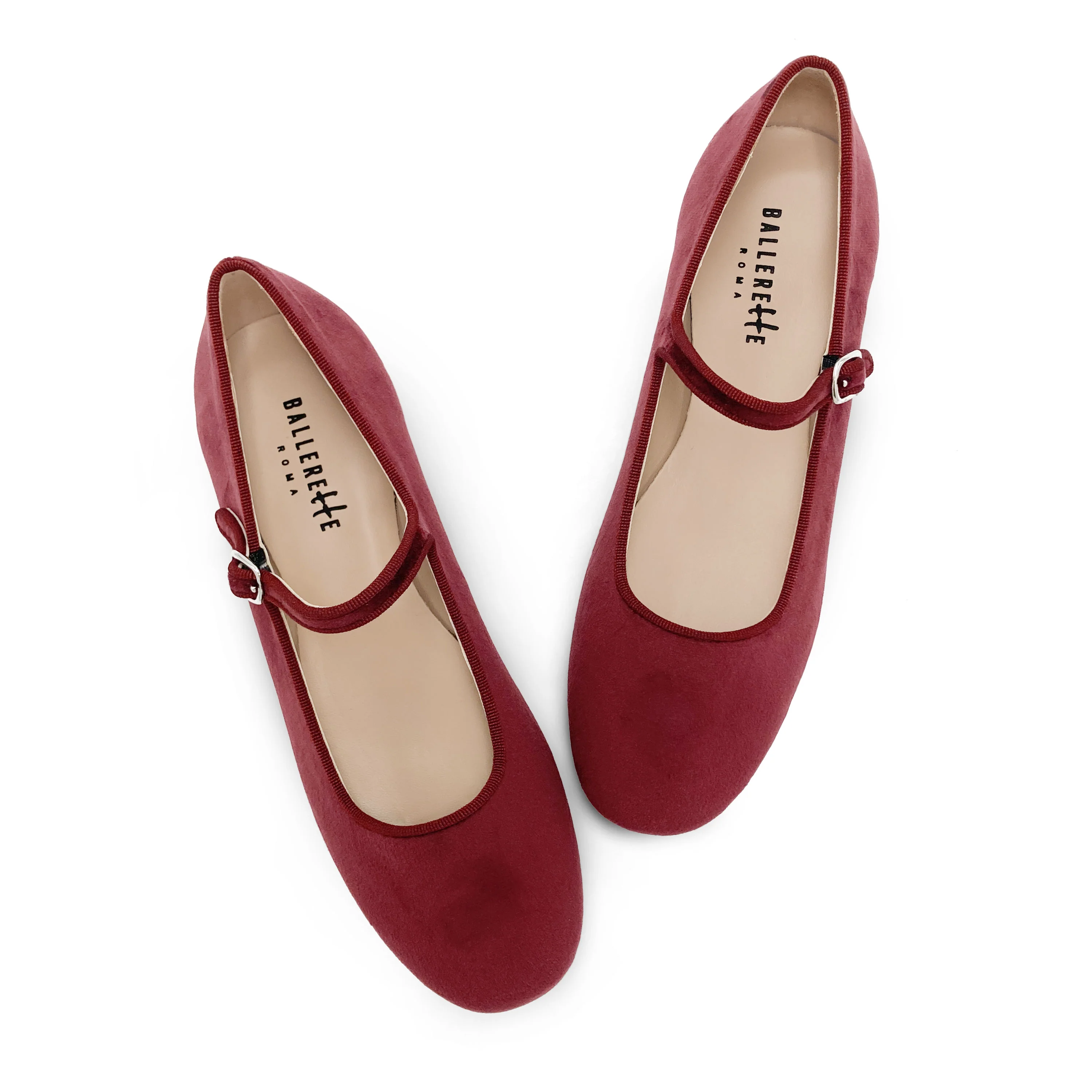 Ballerine bordeaux in velluto con cinturino - Image 2