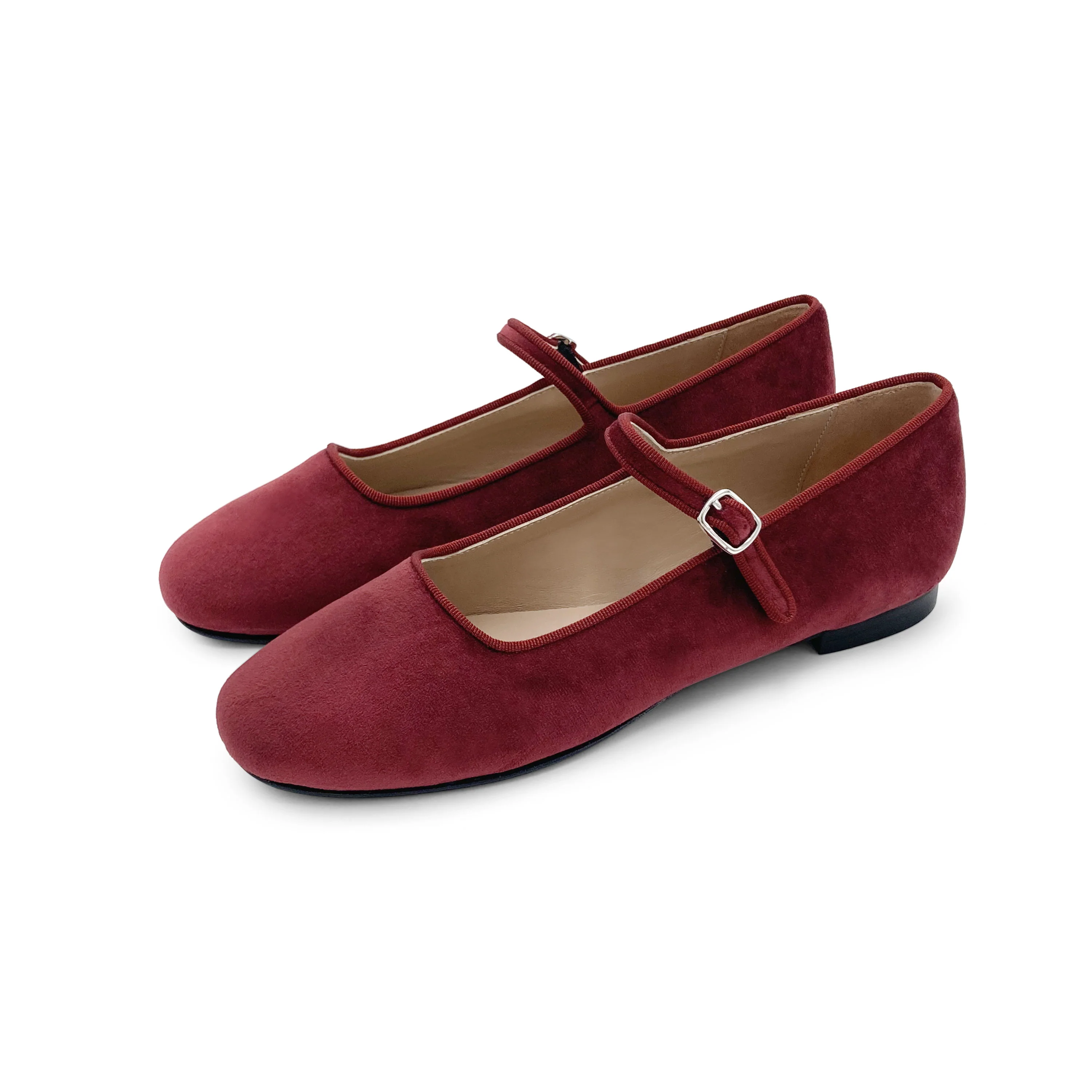 Ballerine bordeaux in velluto con cinturino - Image 3